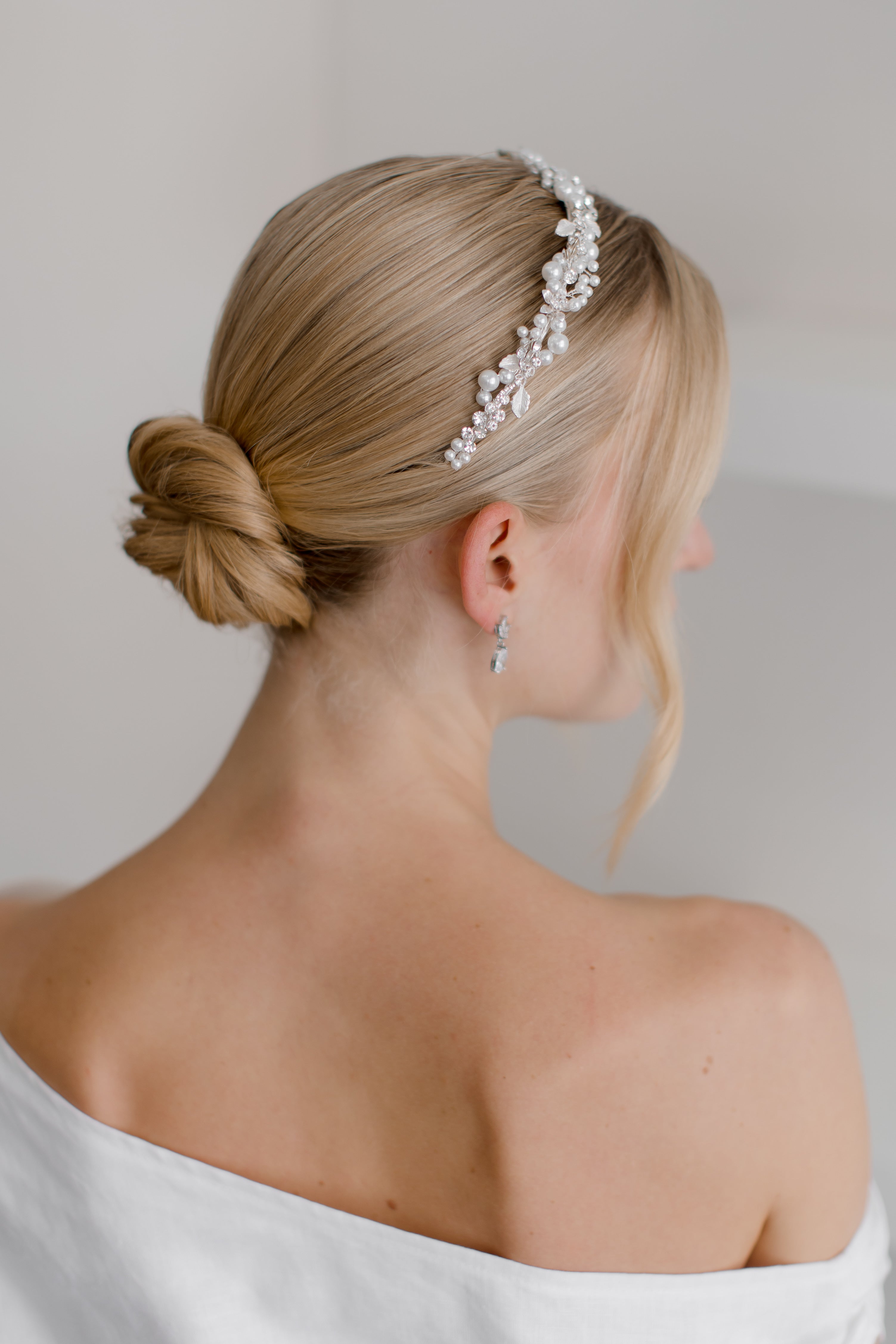 Buy Amelia - Pearl Crystal Delicate Floral Bridal Headband online | The White Collection Australia