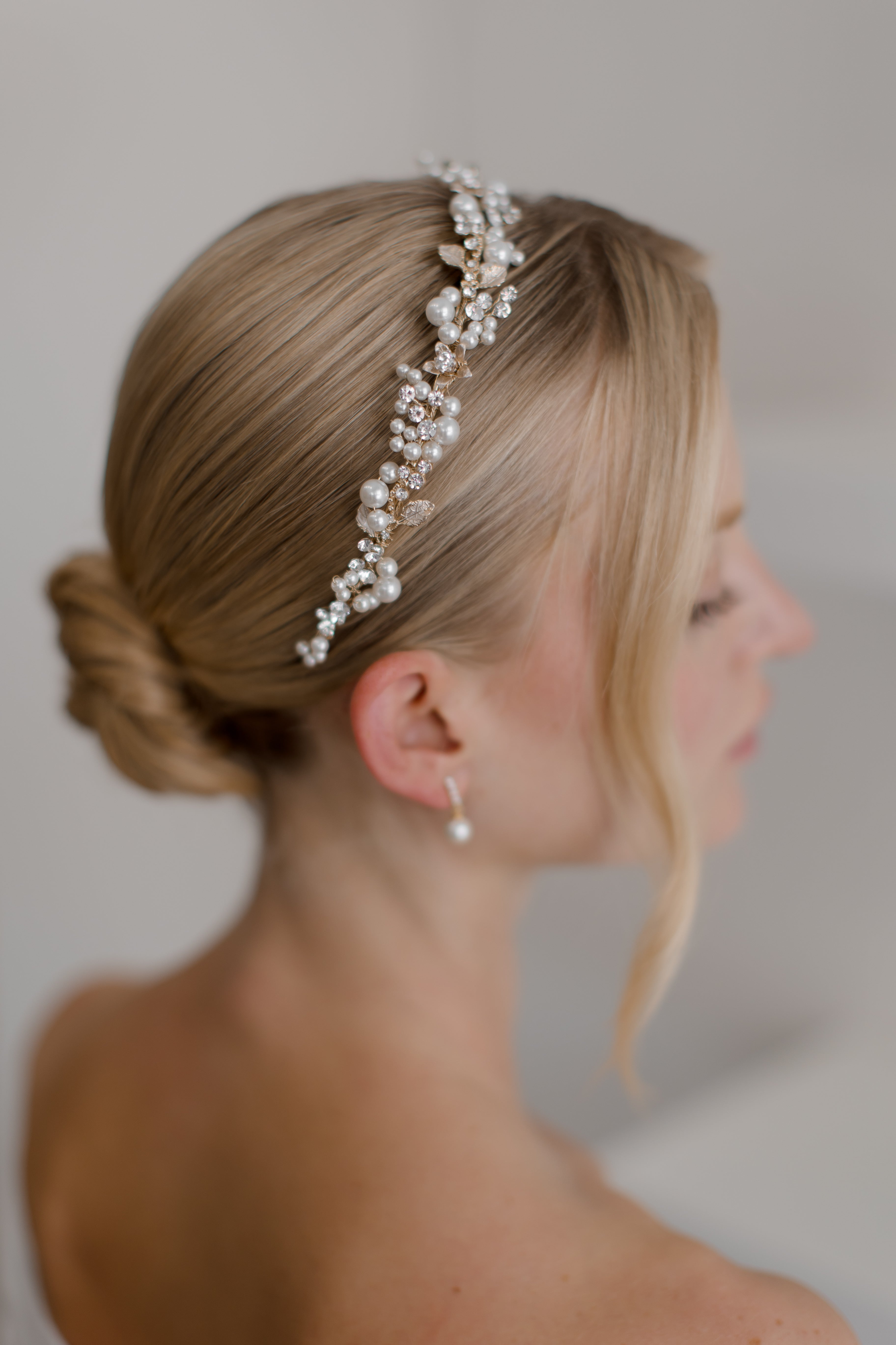 Buy Amelia - Pearl Crystal Delicate Floral Bridal Headband online | The White Collection Australia