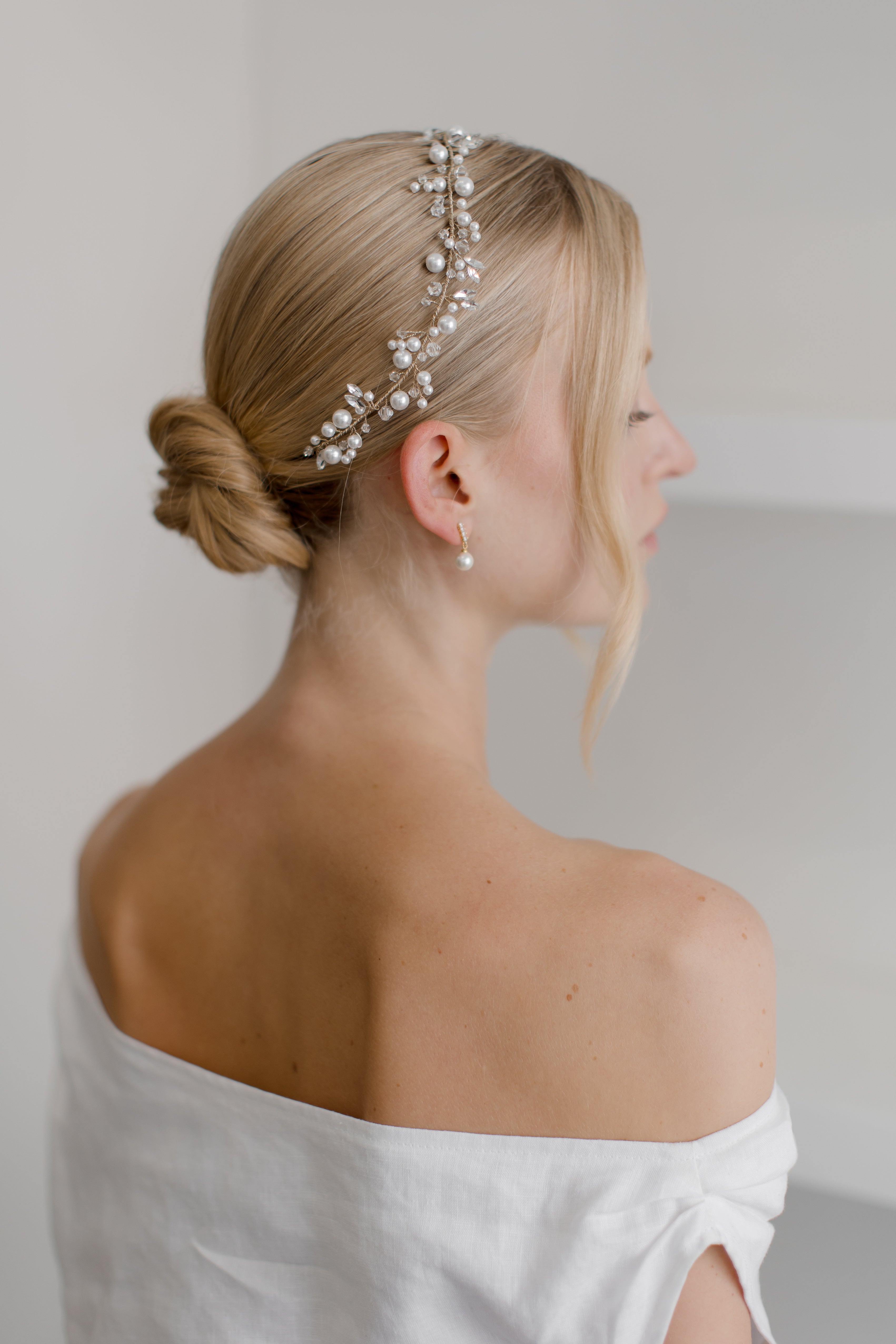 Buy Cleo Pearl & Crystal Bridal Hair Vine online | The White Collection Australia