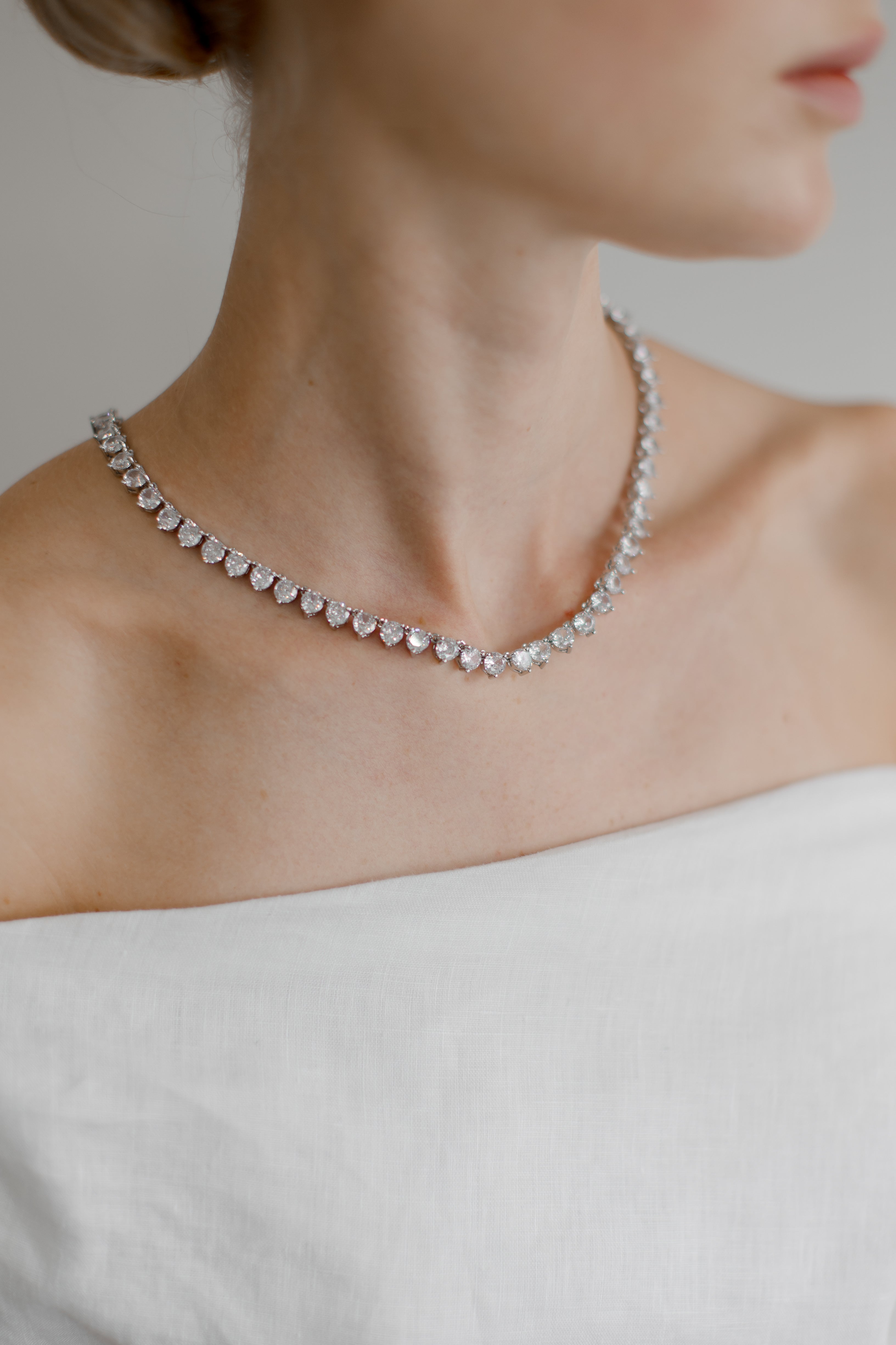 Elizabeth - Classic Statement Crystal Bridal Tennis Necklace