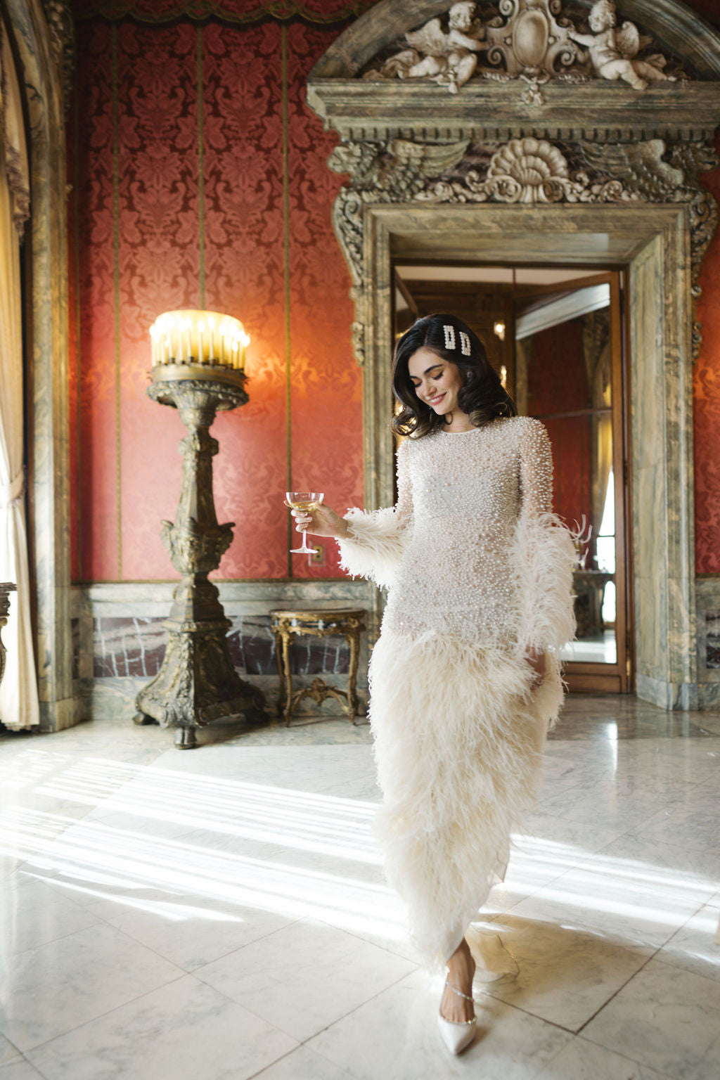 Buy Hadley - Ivory Bridal Mules with Crystal Strap online | The White Collection Australia