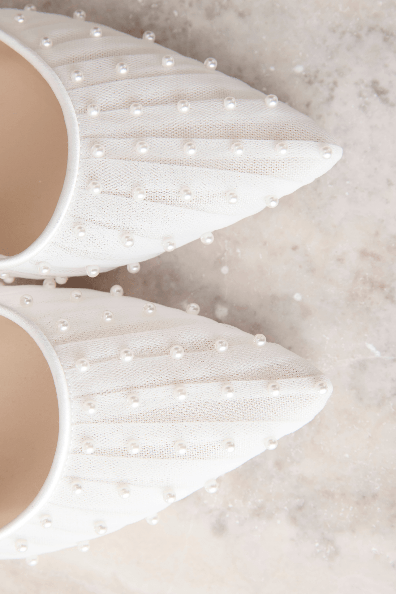 Buy Chanel Pearl - White Tulle Flats with Handsewn Pearls online | The White Collection Australia