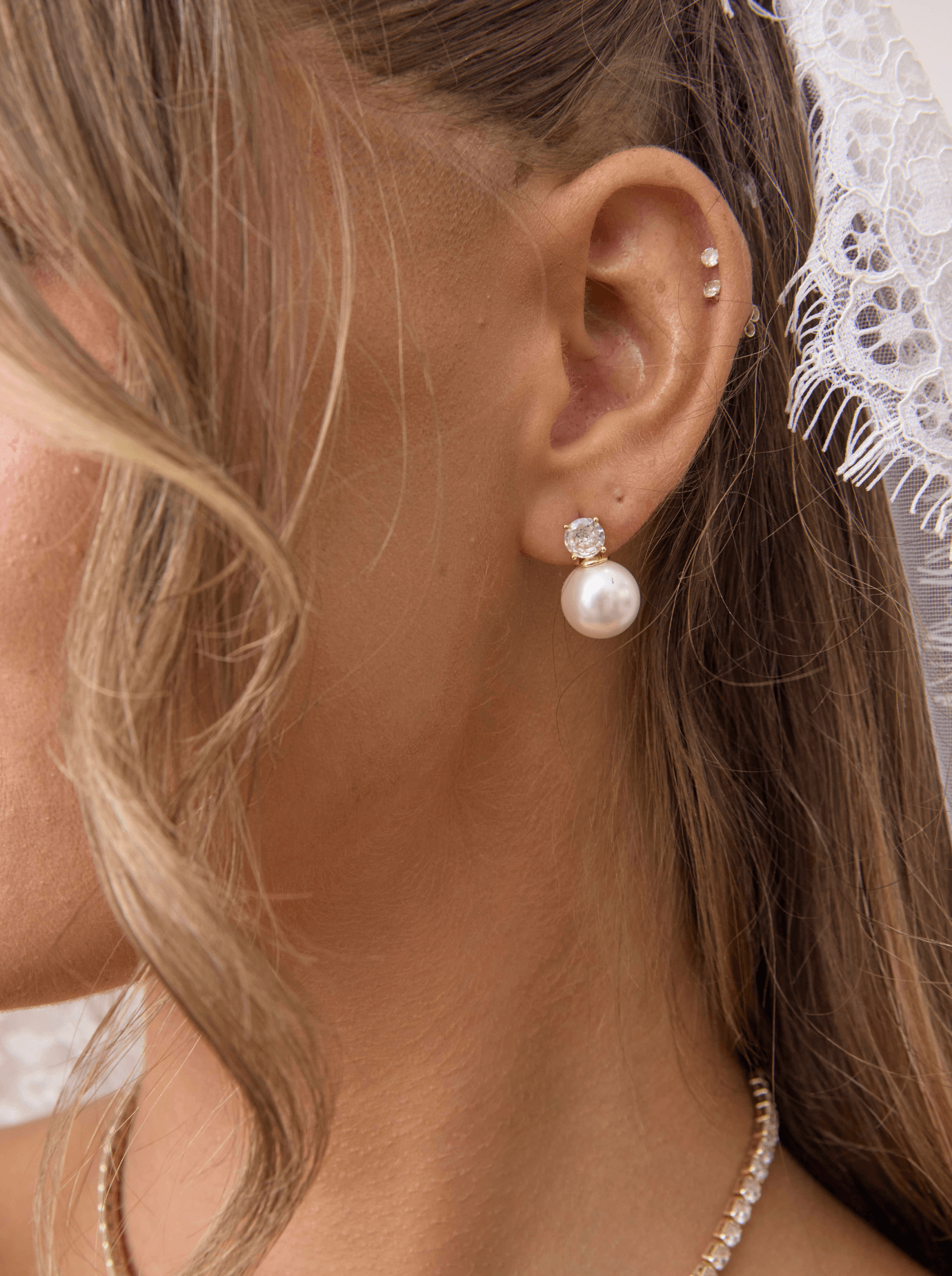 Buy Annabelle - Pearl and Crystal Bridal Stud Earrings online | The White Collection Australia