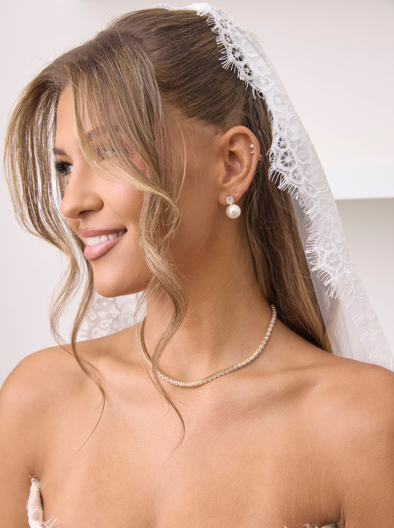 Annabelle - Pearl and Crystal Bridal Stud Earrings