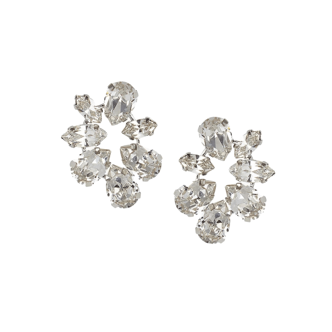 Buy Elizabeth Bower - Lux Crystal Bridal Earrings - Rhodium Silver online | The White Collection Australia
