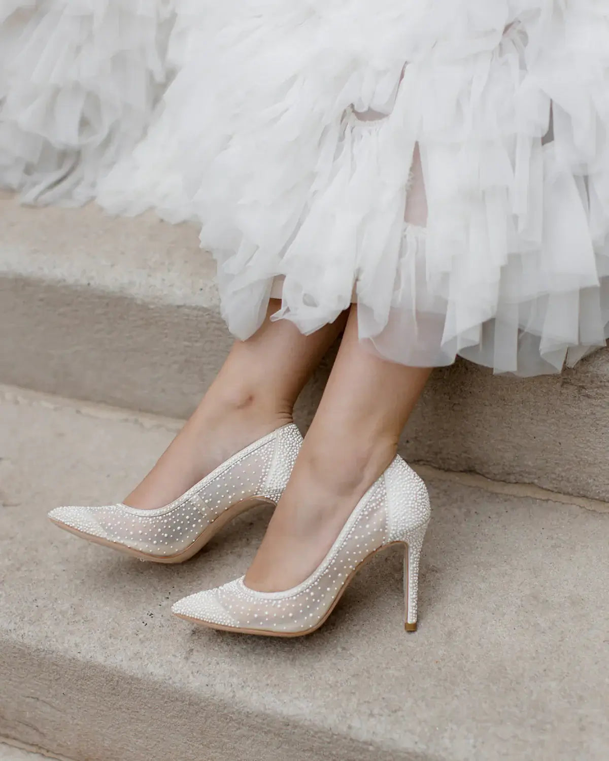 Buy Demi - Pointed Toe Pump With Pearls - Soft White online | The White Collection Australia