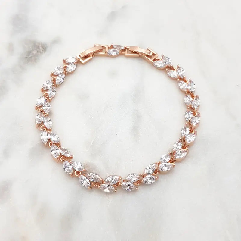 Buy Emma - Marquise Leaf Crystal Bridal Bracelet online | The White Collection Australia