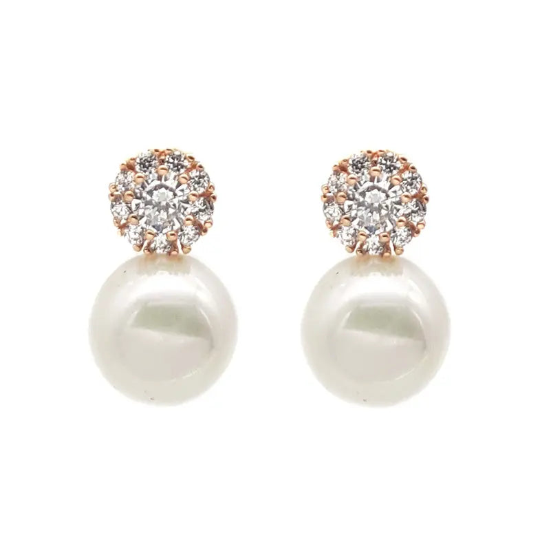 Buy Nadia - Elegant Crystal and Pearl Bridal Earrings online | The White Collection Australia