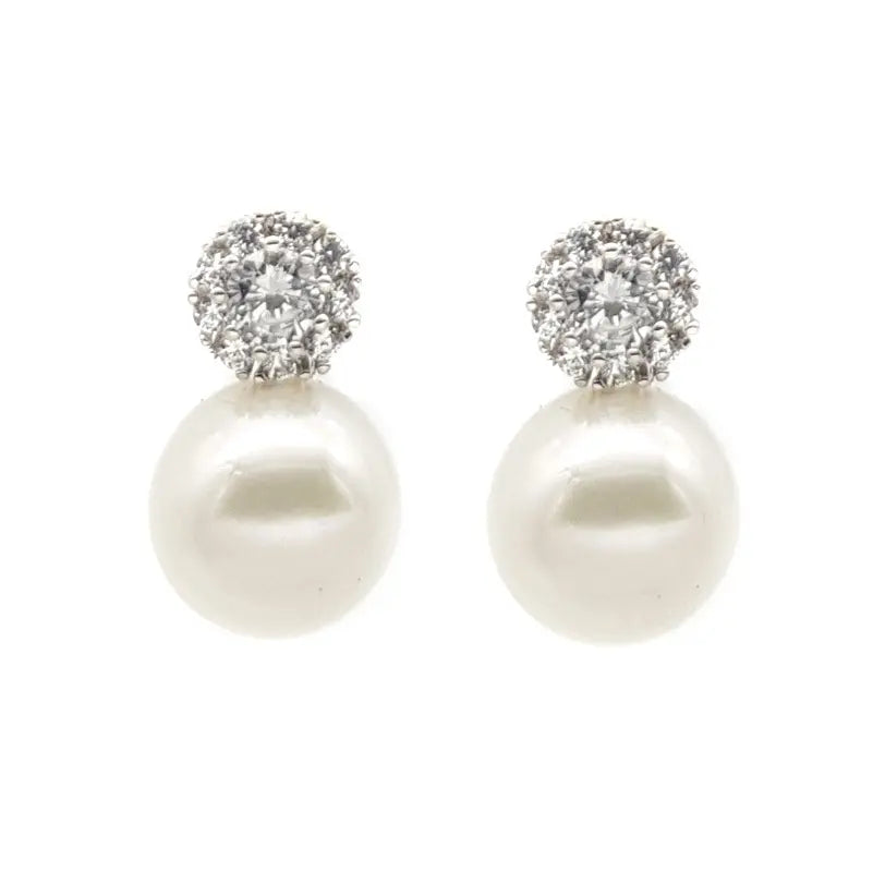 Buy Nadia - Elegant Crystal and Pearl Bridal Earrings online | The White Collection Australia