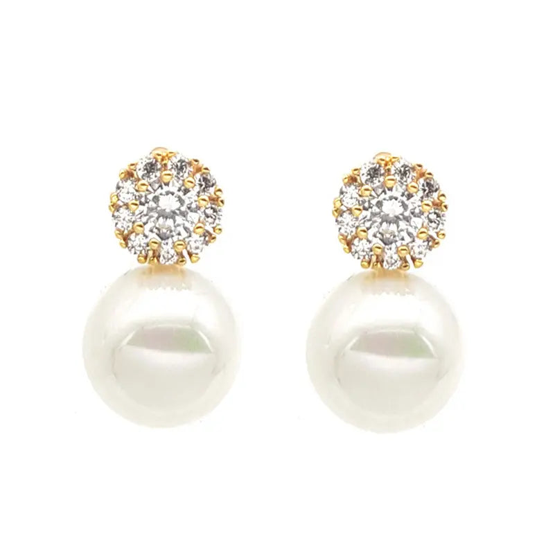 Buy Nadia - Elegant Crystal and Pearl Bridal Earrings online | The White Collection Australia