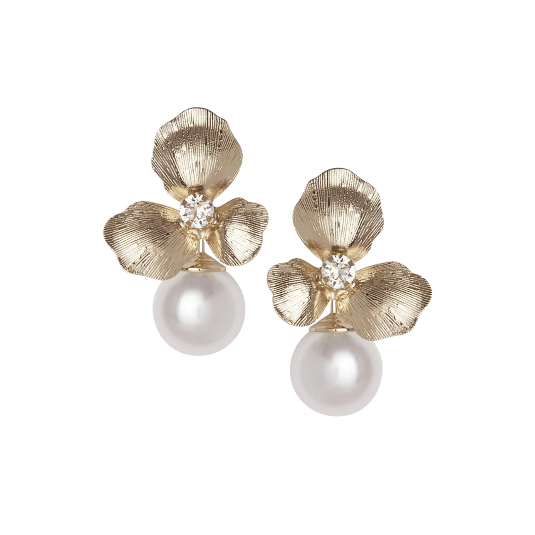 Buy Elizabeth Bower - Royal Orchid Pearl Stud Earrings - Gold online | The White Collection Australia