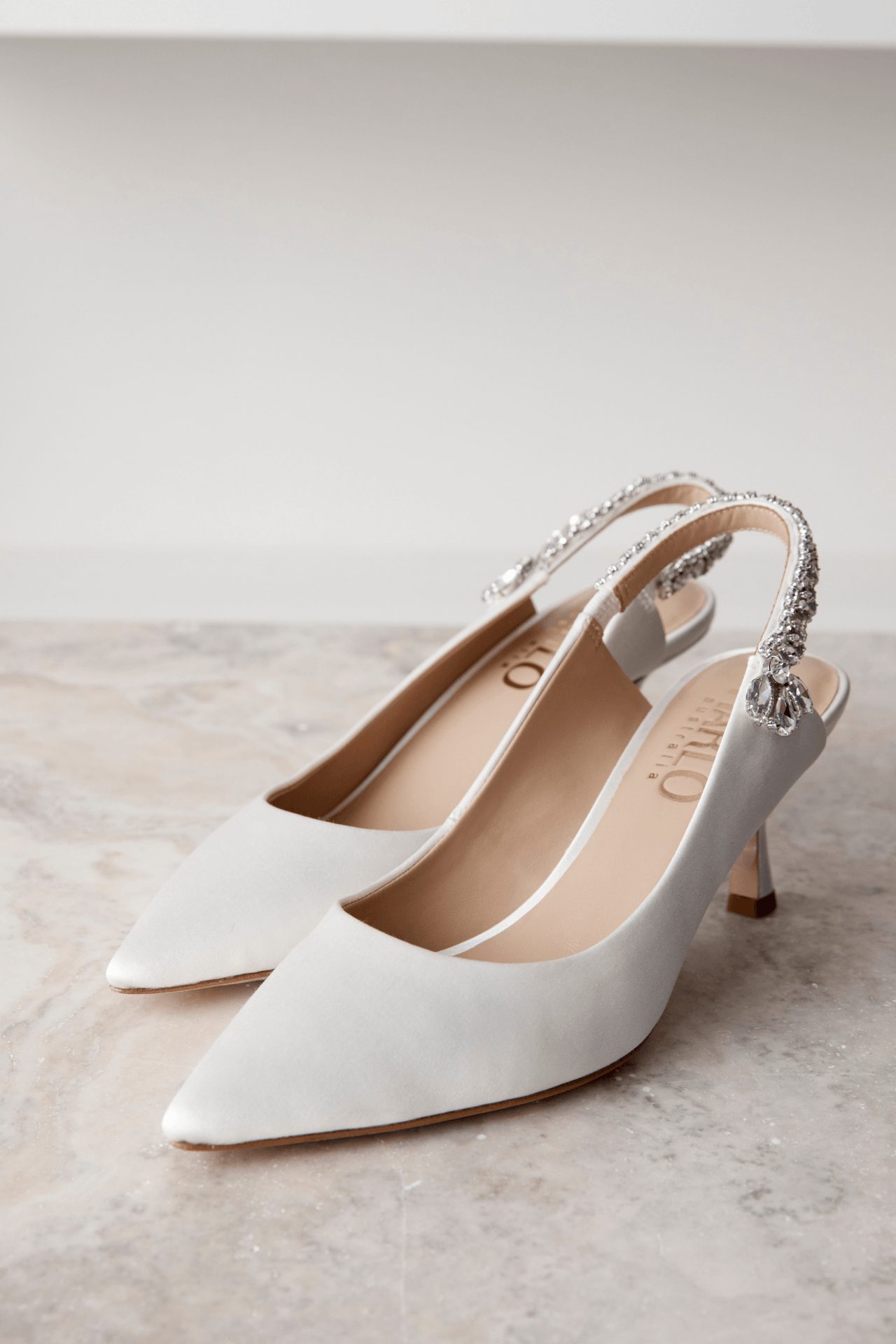 Buy Nina - White Crystal Embellished Sling Back Low Bridal Pump online | The White Collection Australia