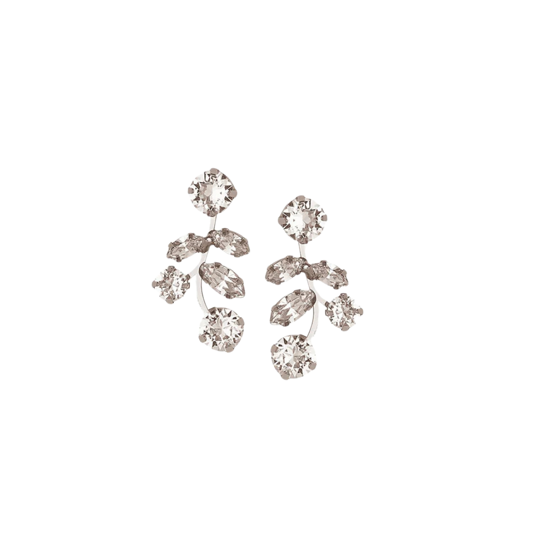 Elizabeth Bower - Evie Crystal Stud Earrings - Rhodium Silver