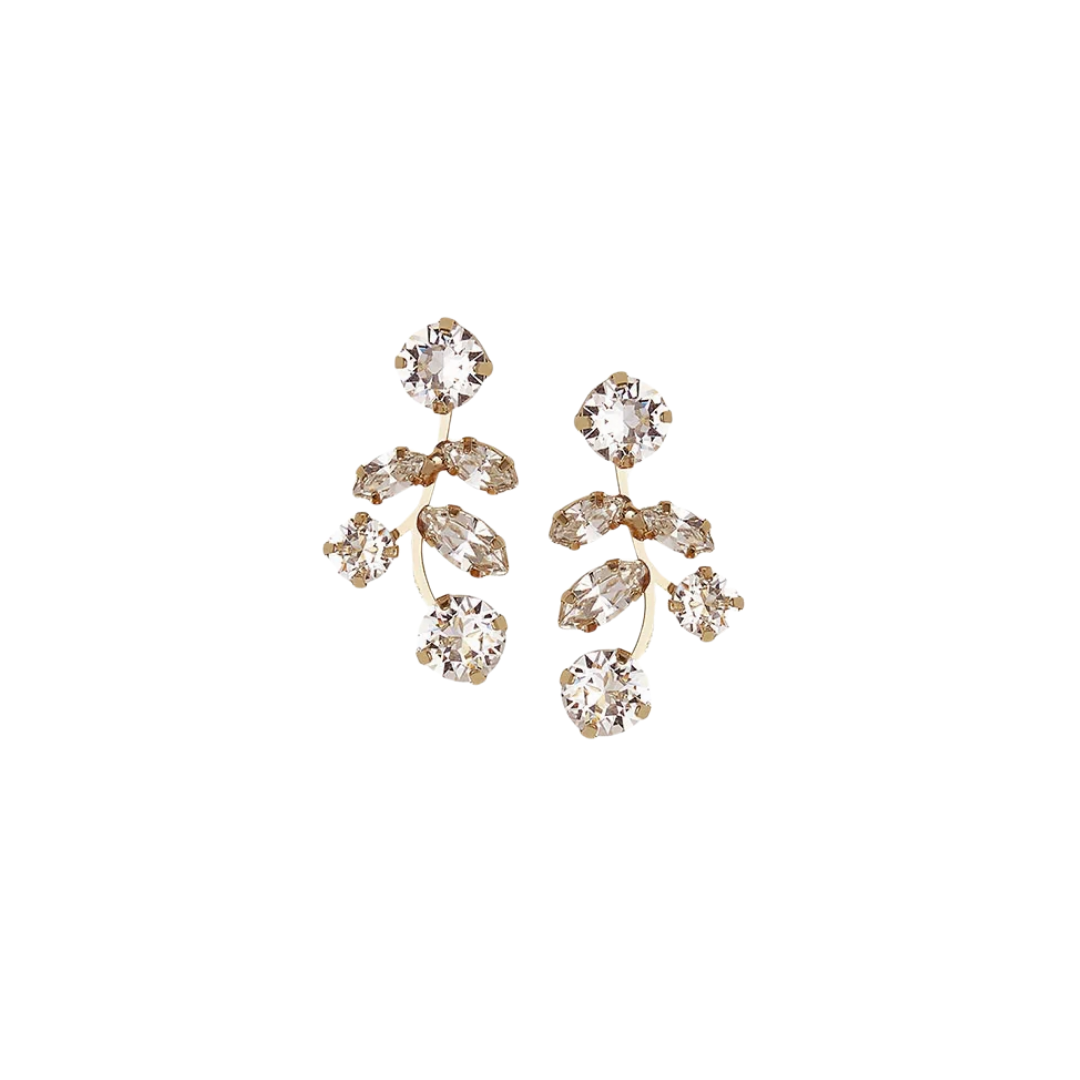 Elizabeth Bower - Evie Crystal Stud Earrings - Gold