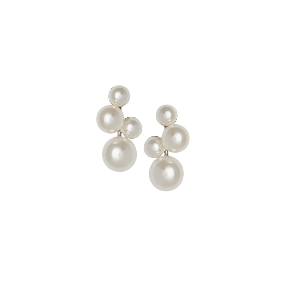 Buy Elizabeth Bower - Bubble Mini Pearl Stud Earrings - Rhodium Silver online | The White Collection Australia