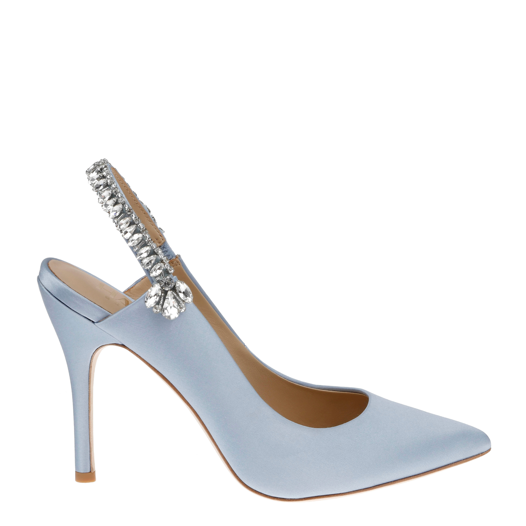 Bonnie Azure - Blue Crystal Embellished Sling Back Bridal Pump
