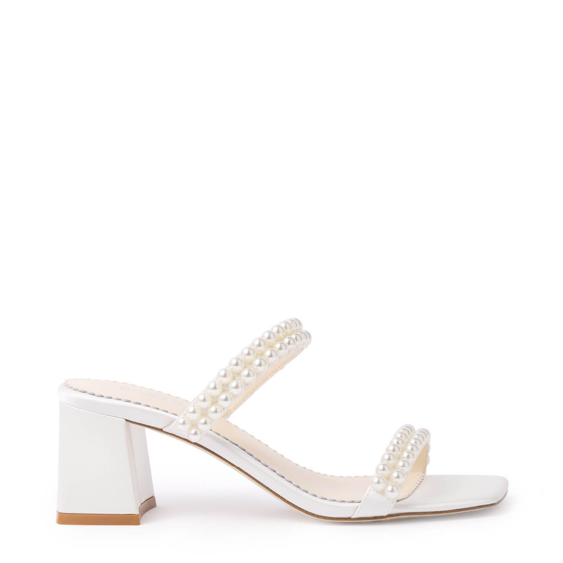 Buy Wynn - Slip-on Block Heel Pearl Mules - Ivory online | The White Collection Australia