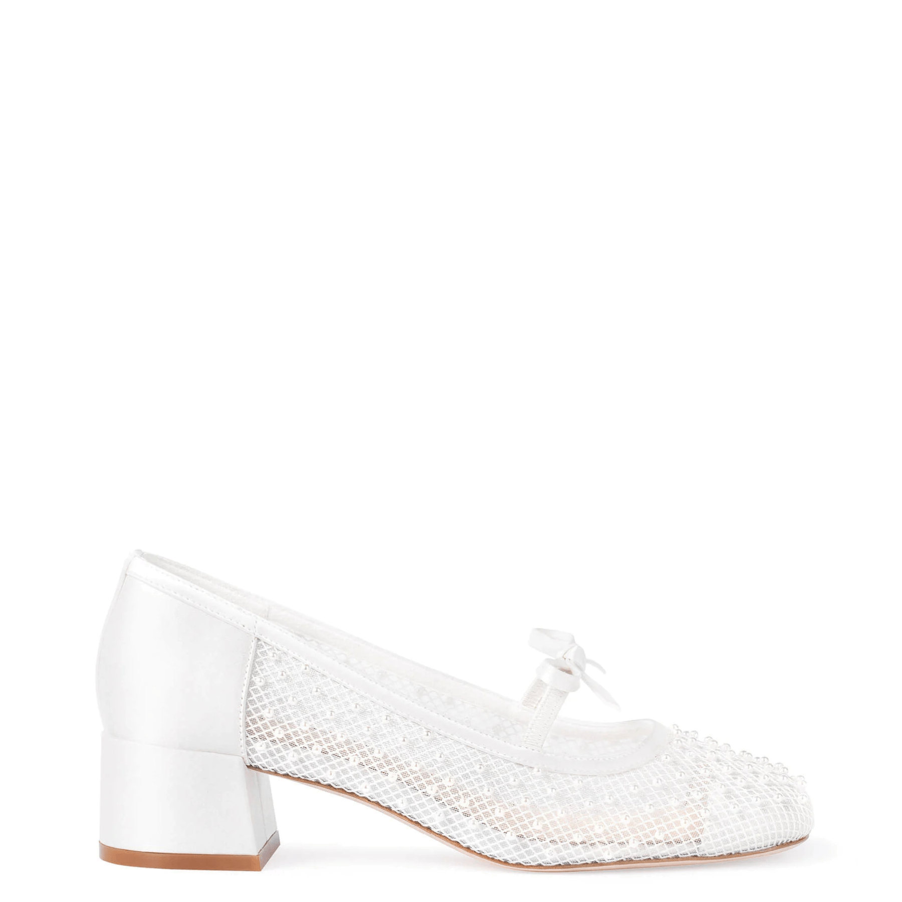 Buy Millie - Pearl Mary Jane Low Block Heels - Ivory online | The White Collection Australia