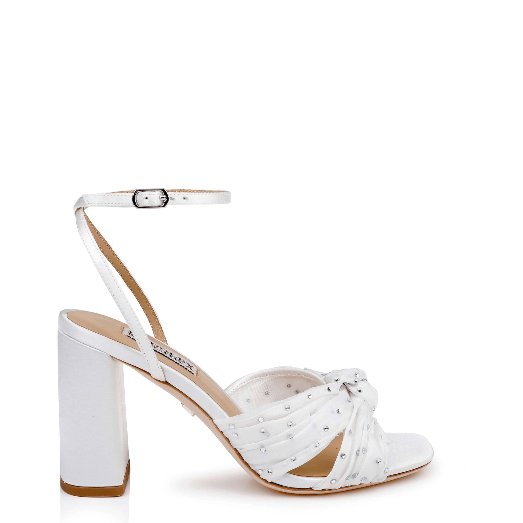 Buy Wila - Crystal Embellished Peep Toe Block Heel - Soft White online | The White Collection Australia