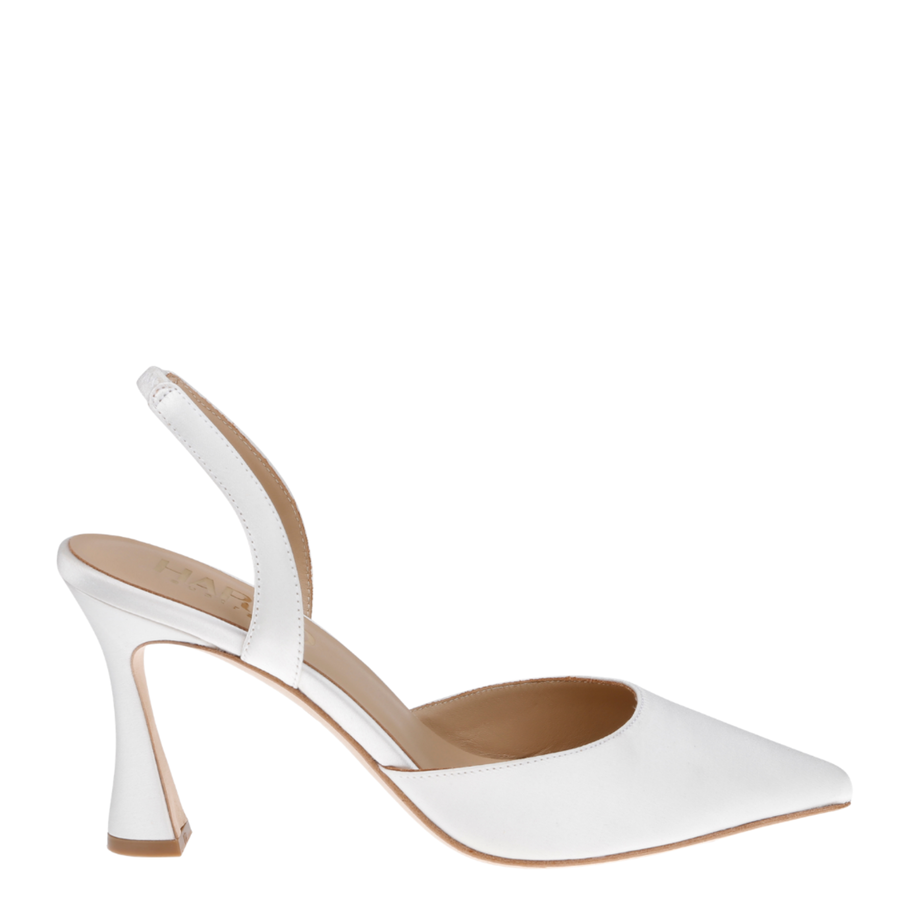 Gigi - Satin Bridal Slingback FLuted Heels - Soft White
