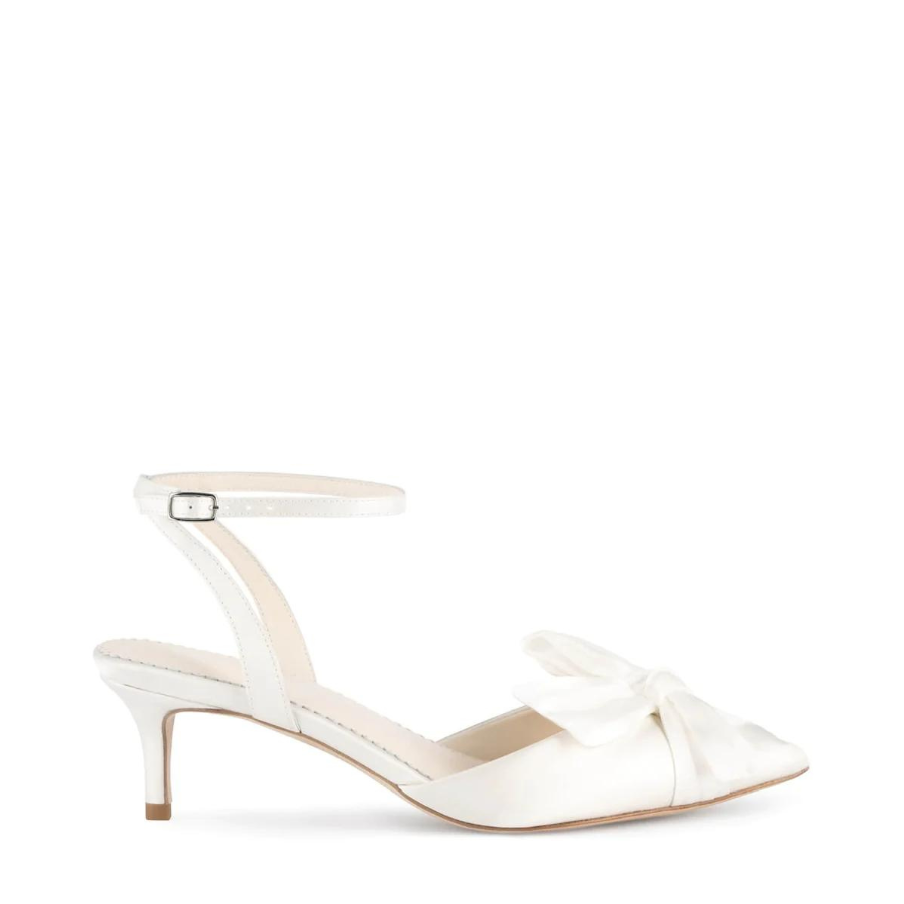 Buy Ryan - Ivory Pointed Toe Kitten Heels with Bow online | The White Collection Australia