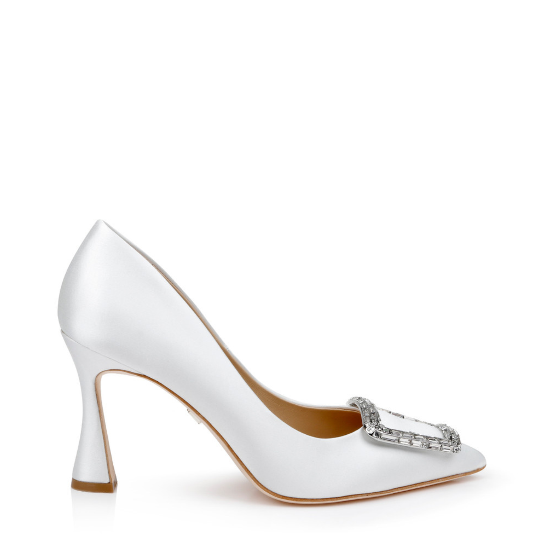 Buy Aubree - Pointed Toe Stiletto Pumps with Crystal Buckle - White online | The White Collection Australia