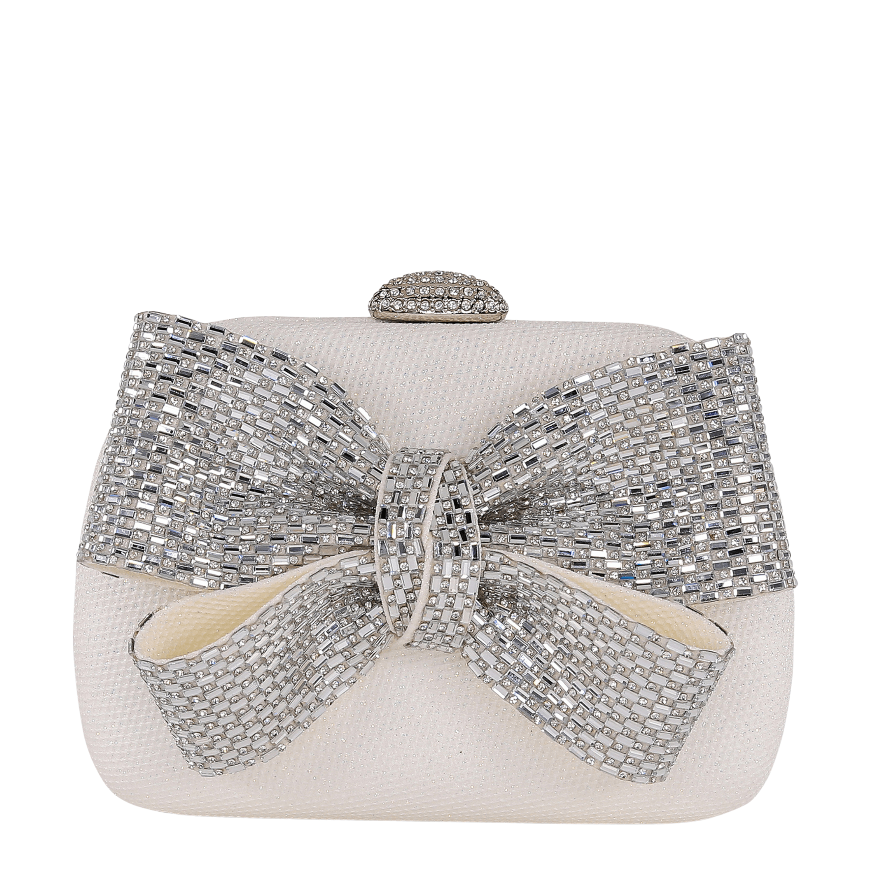 Buy Emmy - Crystal Bow Clutch - Soft White online | The White Collection Australia