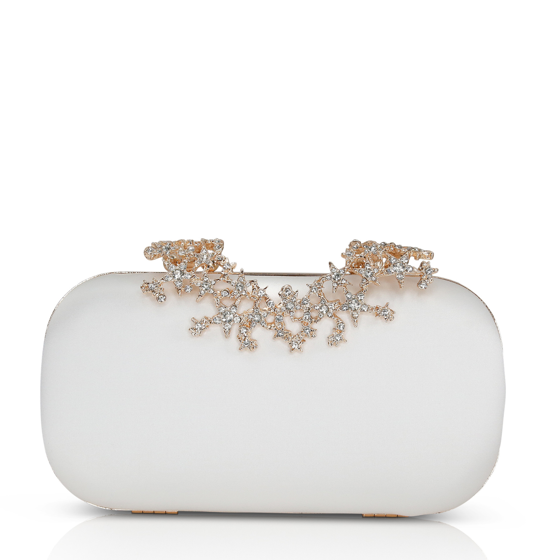 Buy Lyra - Starburst Clasp Satin Clutch - Ivory online | The White Collection Australia