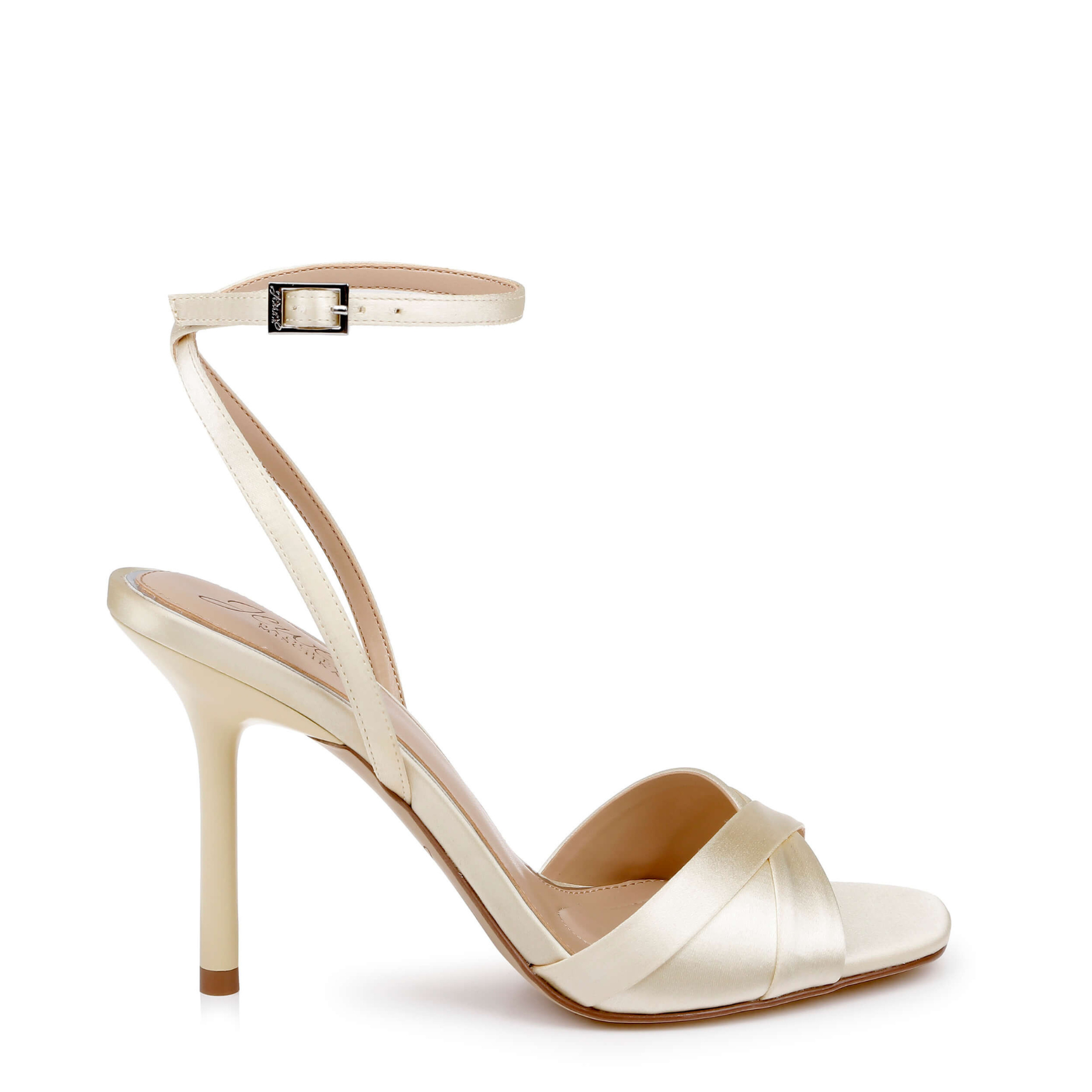 Parisa - Cross Front Satin Stiletto Sandals - Lemon