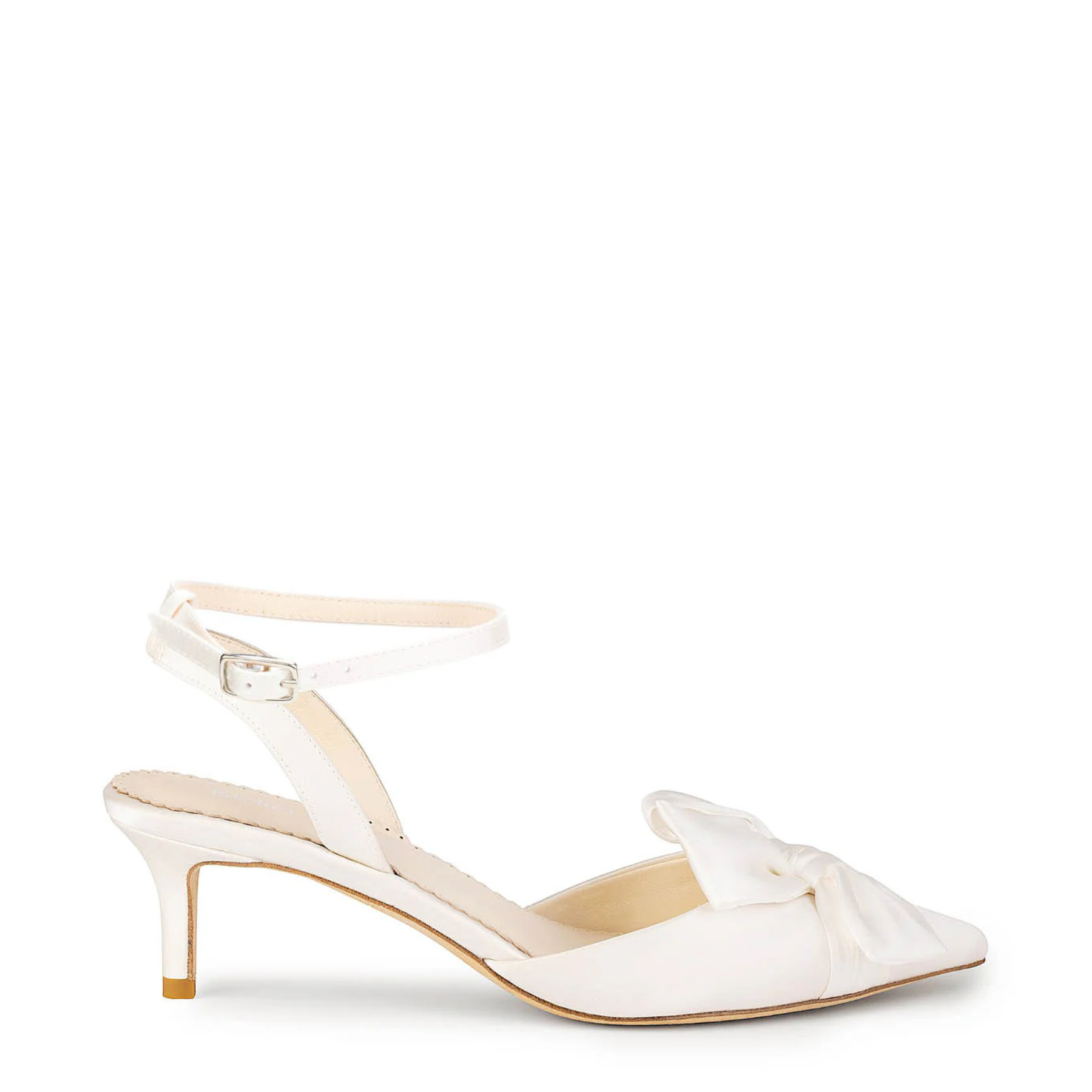 Buy Raven - Slingback Kitten Heels with Bow and Removable Ankle Strap - Ivory online | The White Collection Australia
