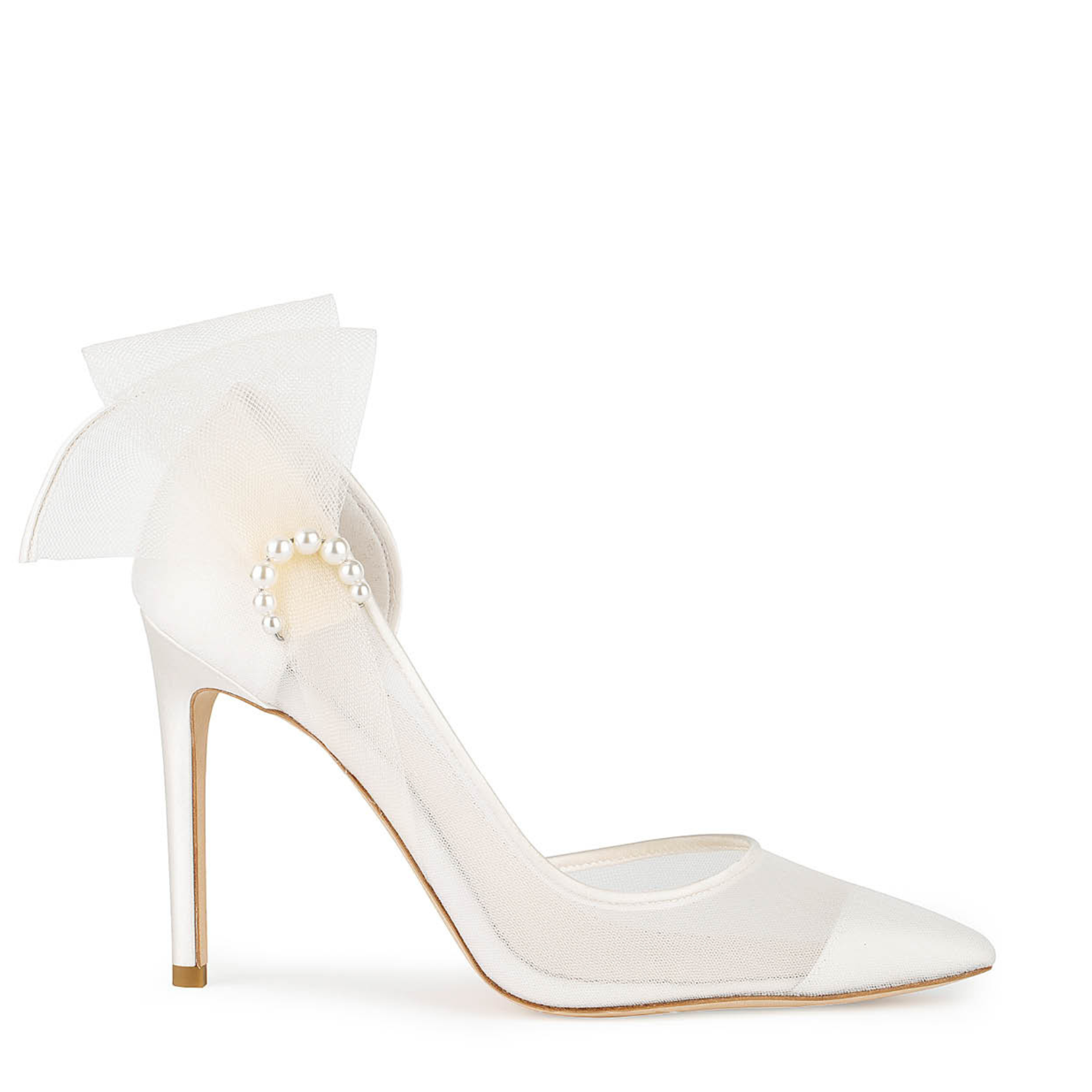 Buy Remi - Pearl Accent Ivory Mesh Closed Toe Heels online | The White Collection Australia