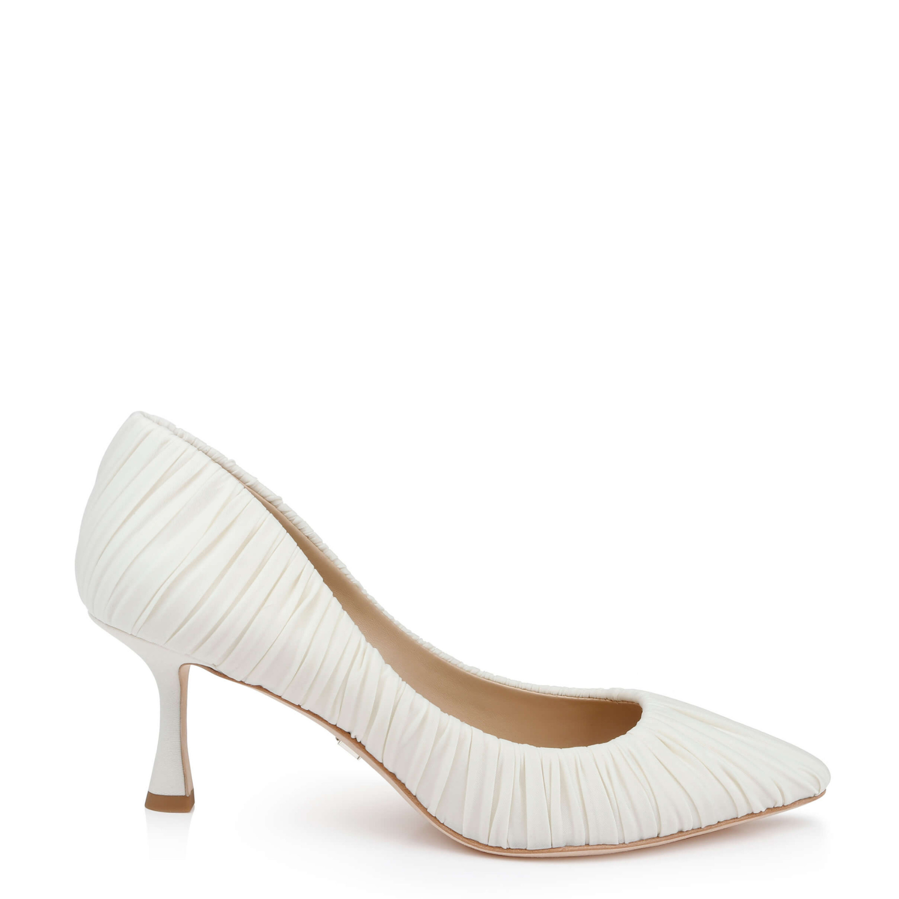 Verity - Ruched Kitten Heel Pumps - Ivory