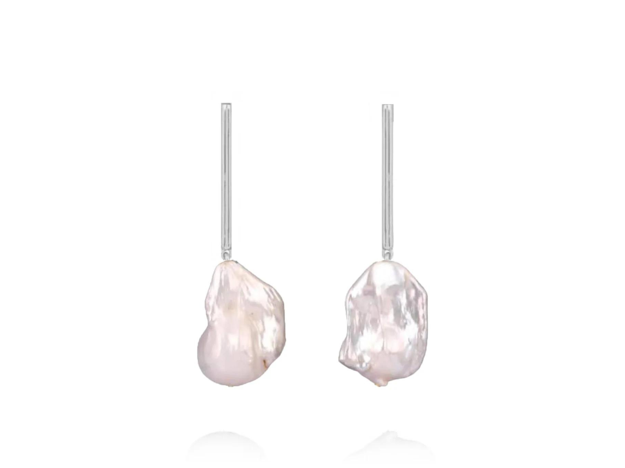 Buy Lola Knight - Edie - Modern Bridal Pearl Drop Earrings - Silver online | The White Collection Australia
