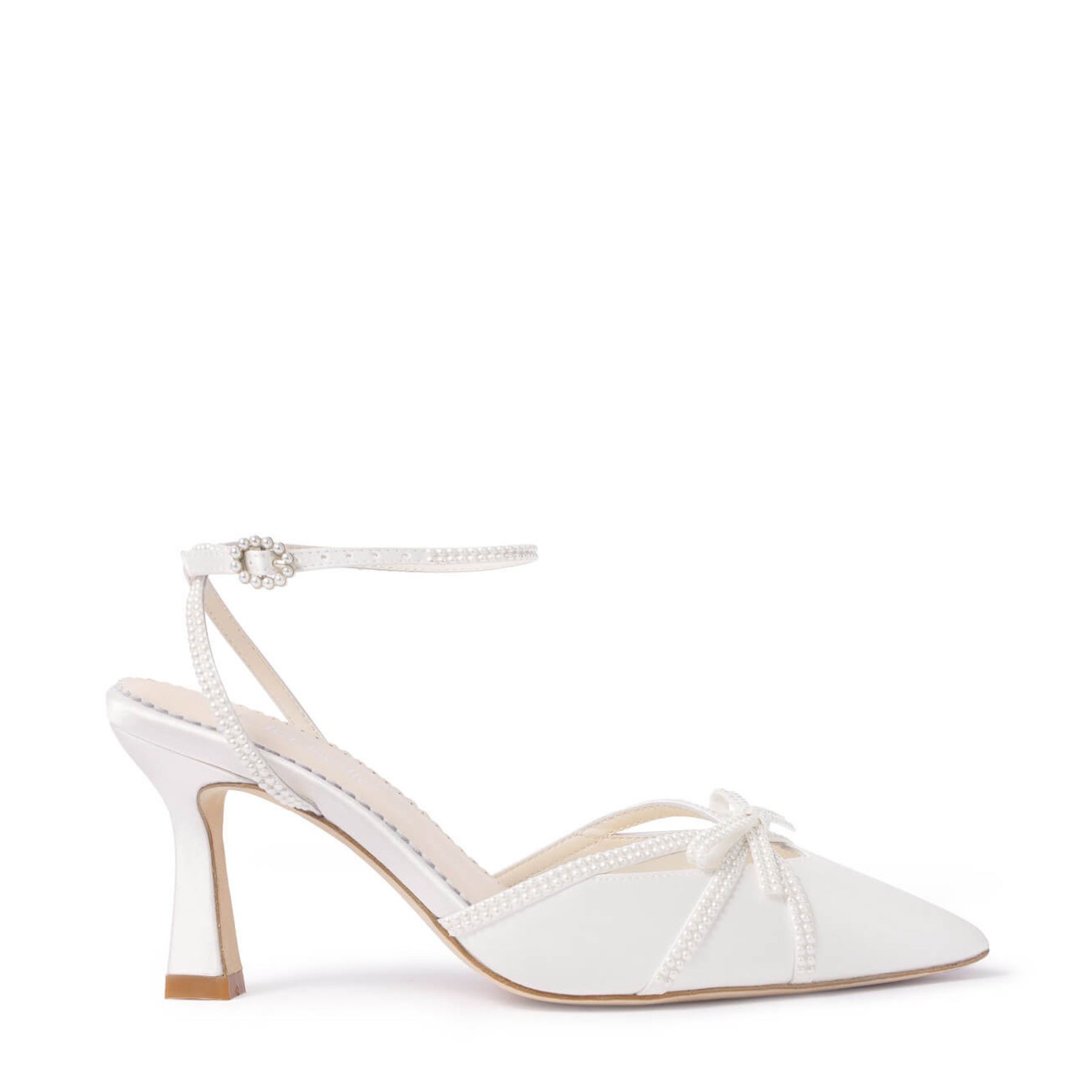 Alix - Cone Heel Pump Pearl Bow Wedding Shoes - Ivory