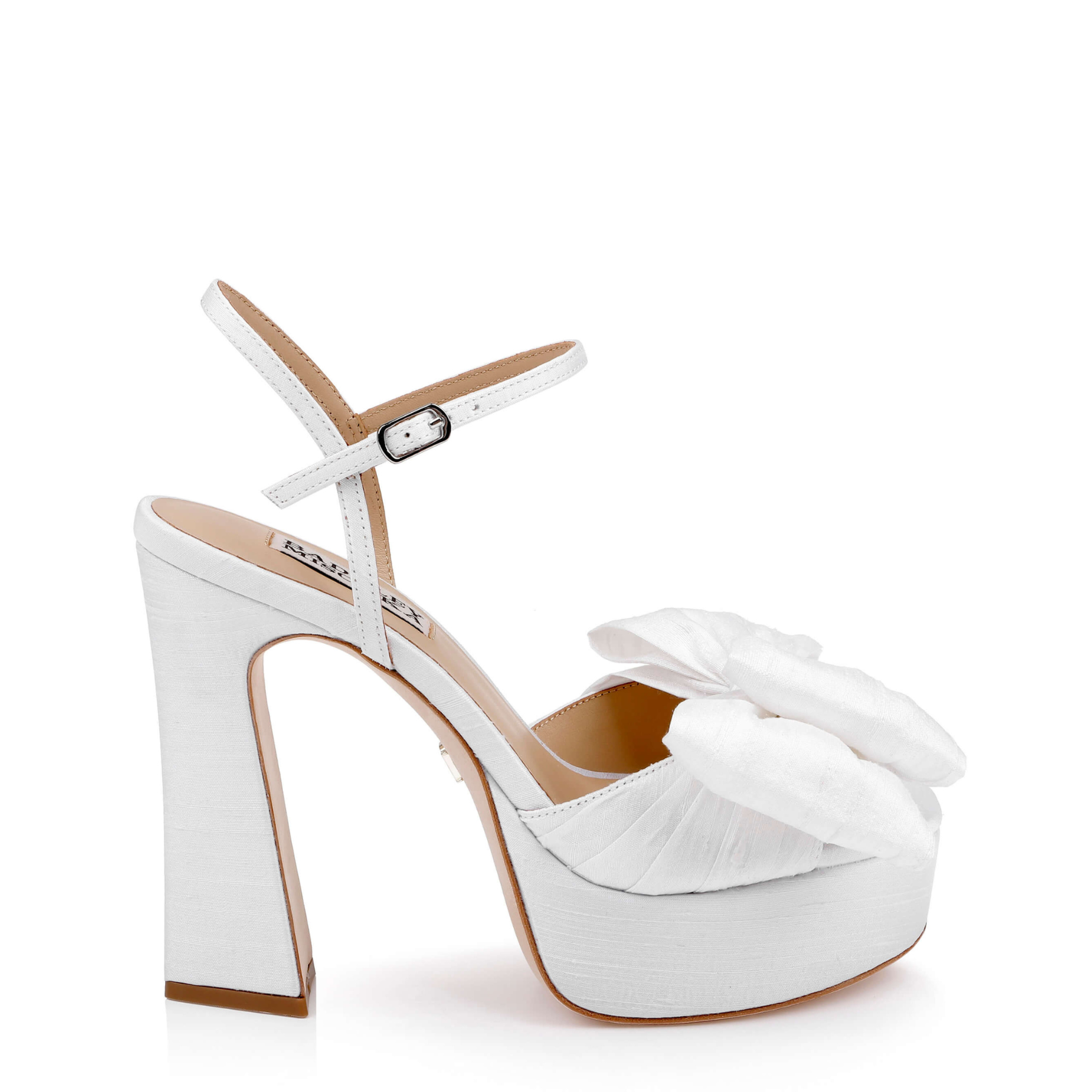 Oliva - Bow Platform Sandal - White Silk