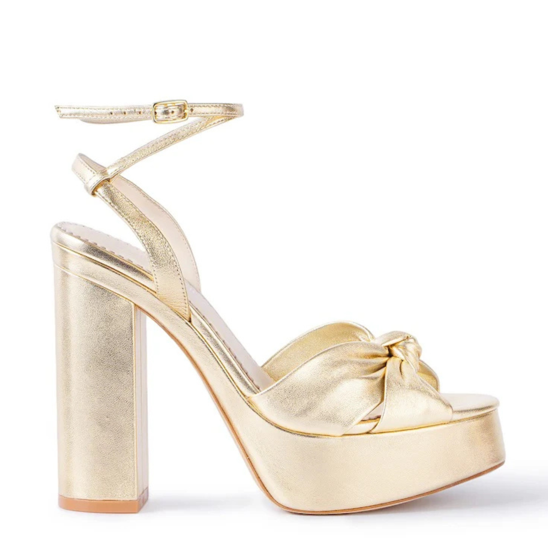 Serafina - Open Toe Platform Bridal Sandals - Gold