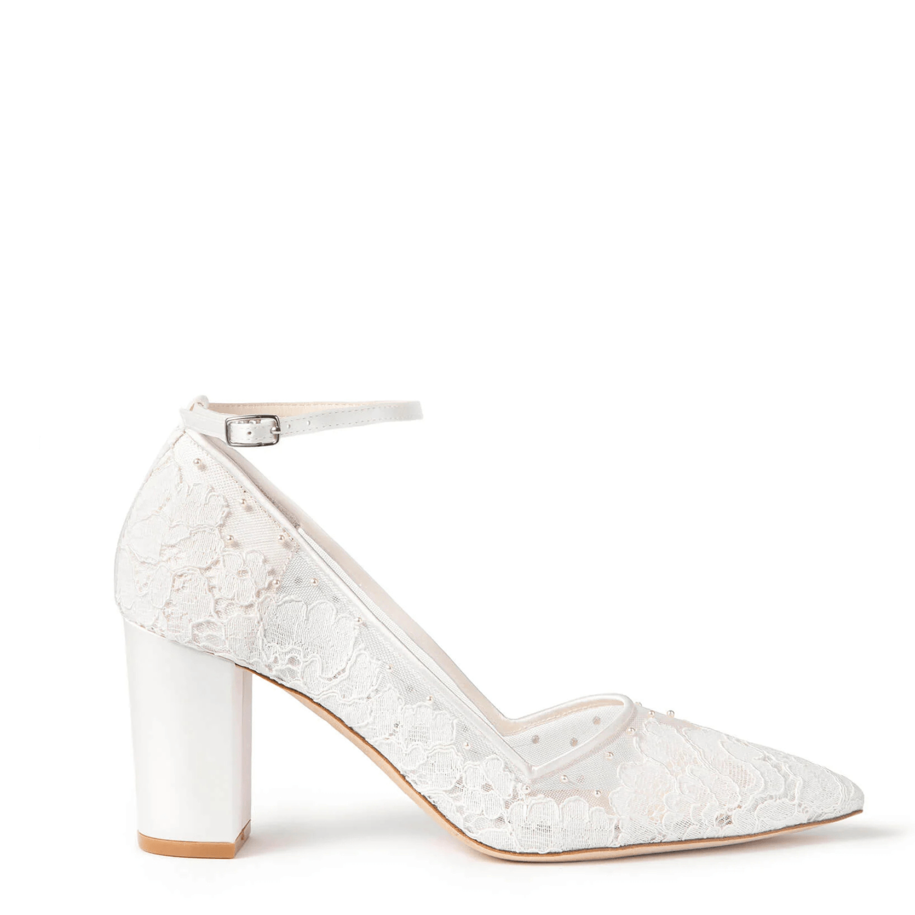 Buy Margot - Lace Pearl Bridal Block Heels - Ivory online | The White Collection Australia