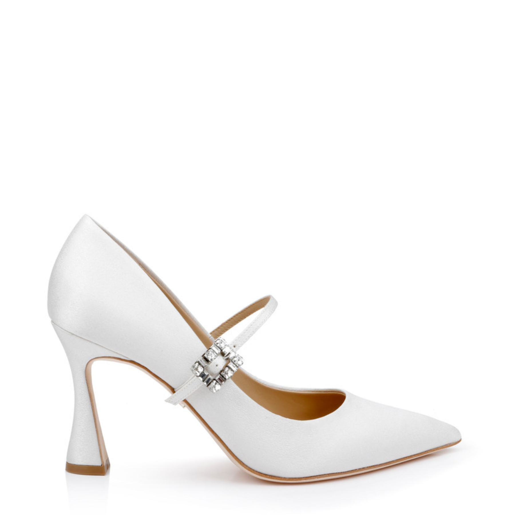 Buy Antonia - Pointed Toe Mary Jane Pumps with Crystal Buckle - White online | The White Collection Australia
