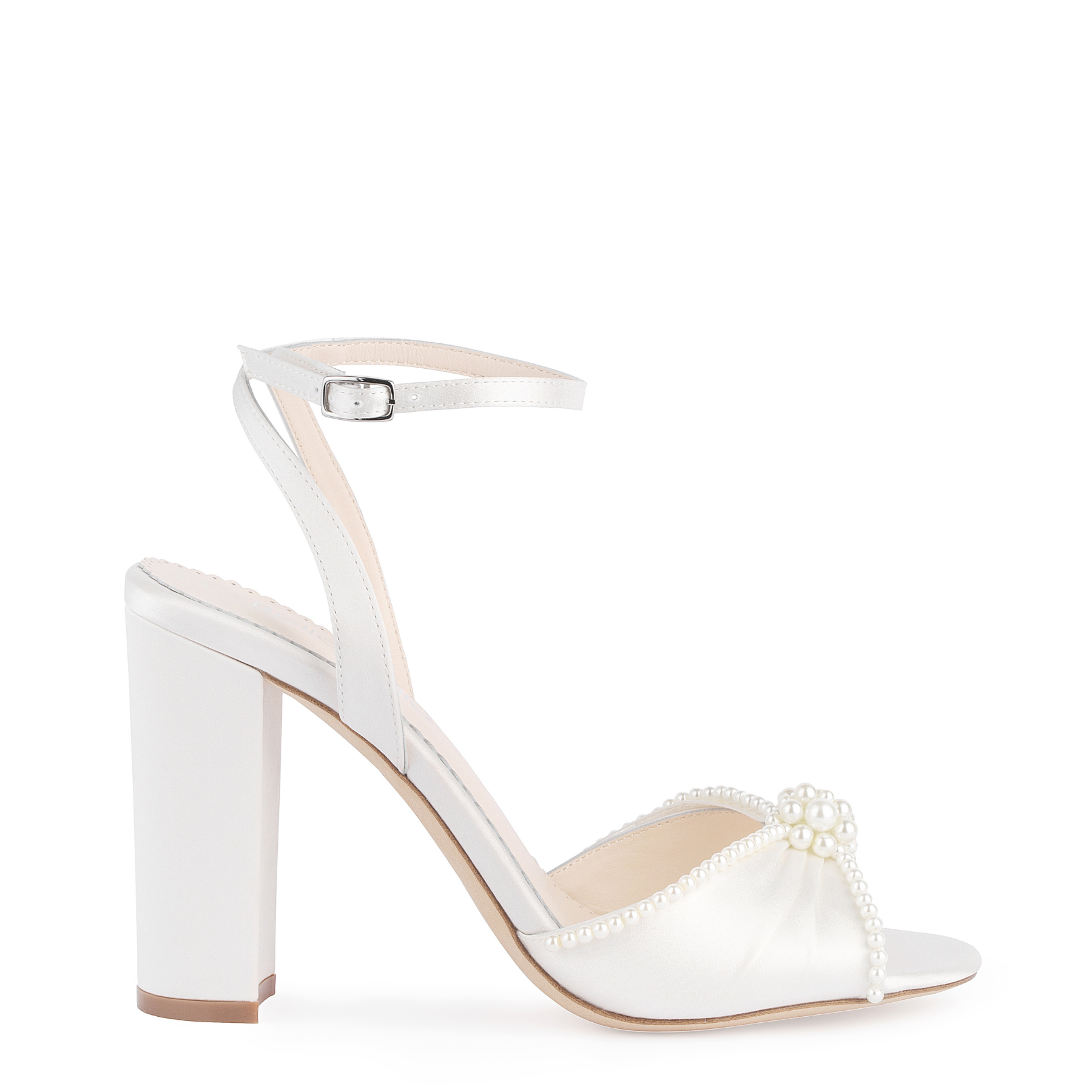 Buy Tinsley - Ivory Open Toe Pearl Wedding Shoes Block Heel Sandals online | The White Collection Australia