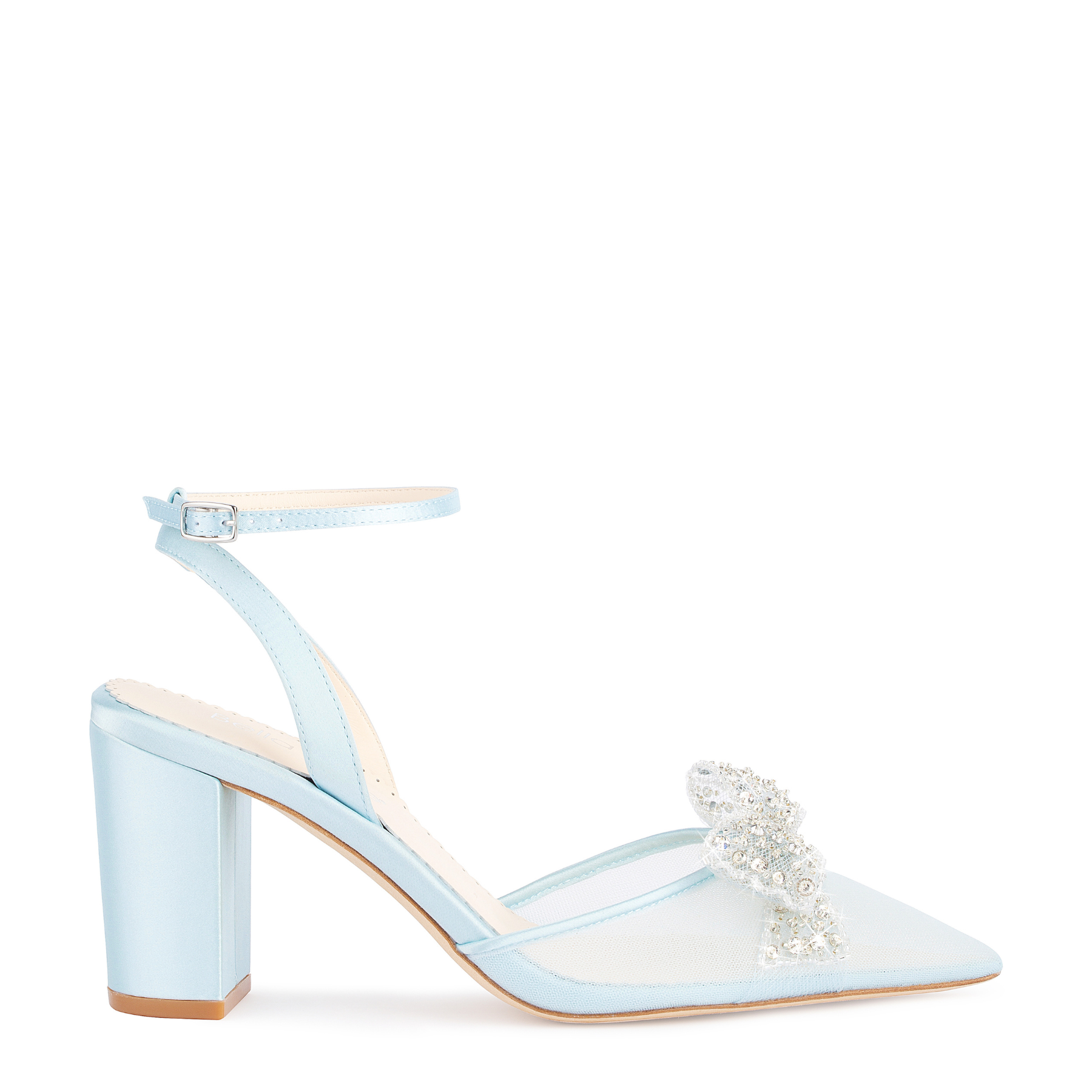 Buy Athena - Blue Crystal Block Heels with Removable Ankle Strap online | The White Collection Australia