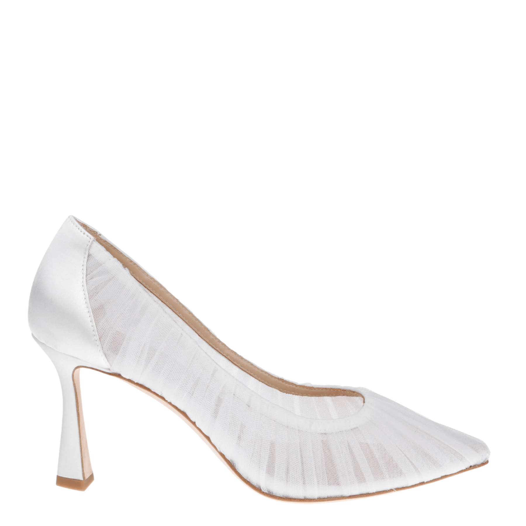 Buy Glinda - Pleated Tulle Bridal Fluted Heels - Soft White online | The White Collection Australia