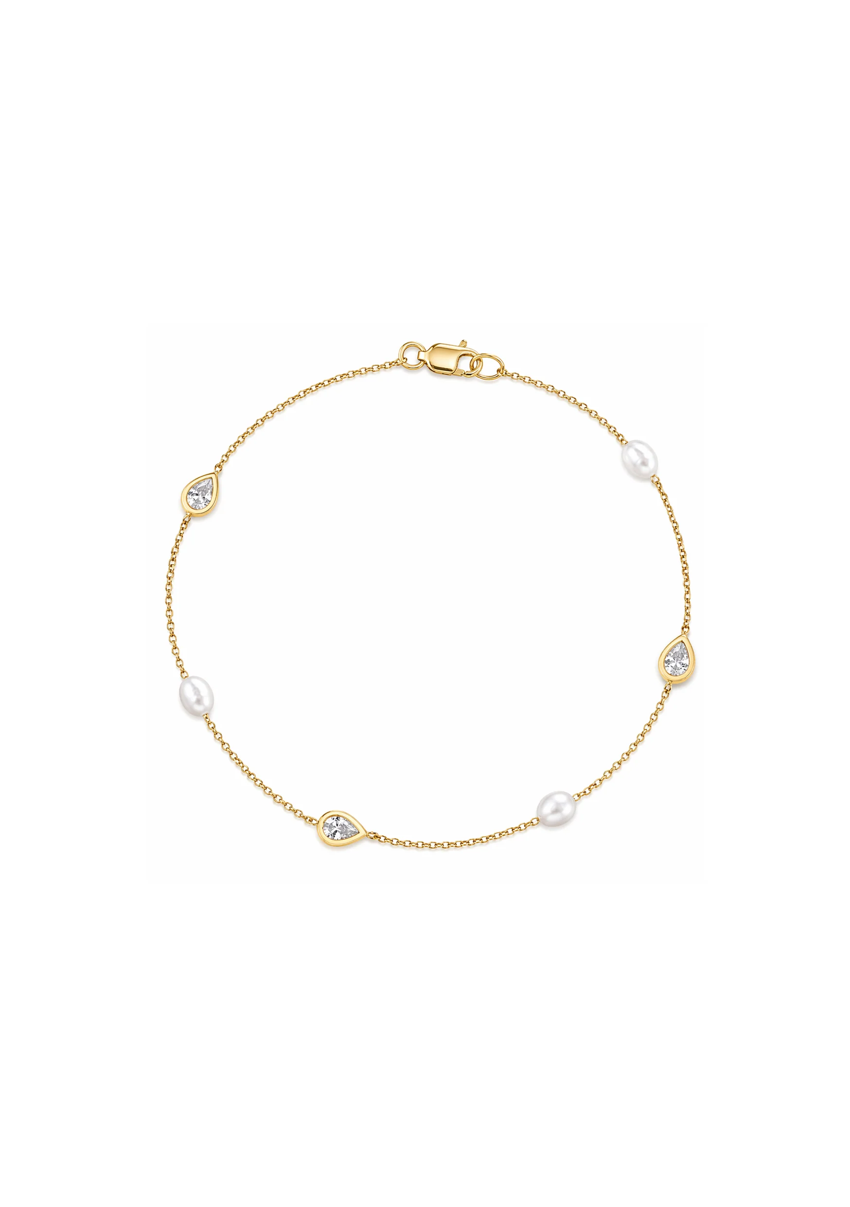 Lola Knight - Indie - Crystal and Pearl Bridal Bracelet - 18k Gold