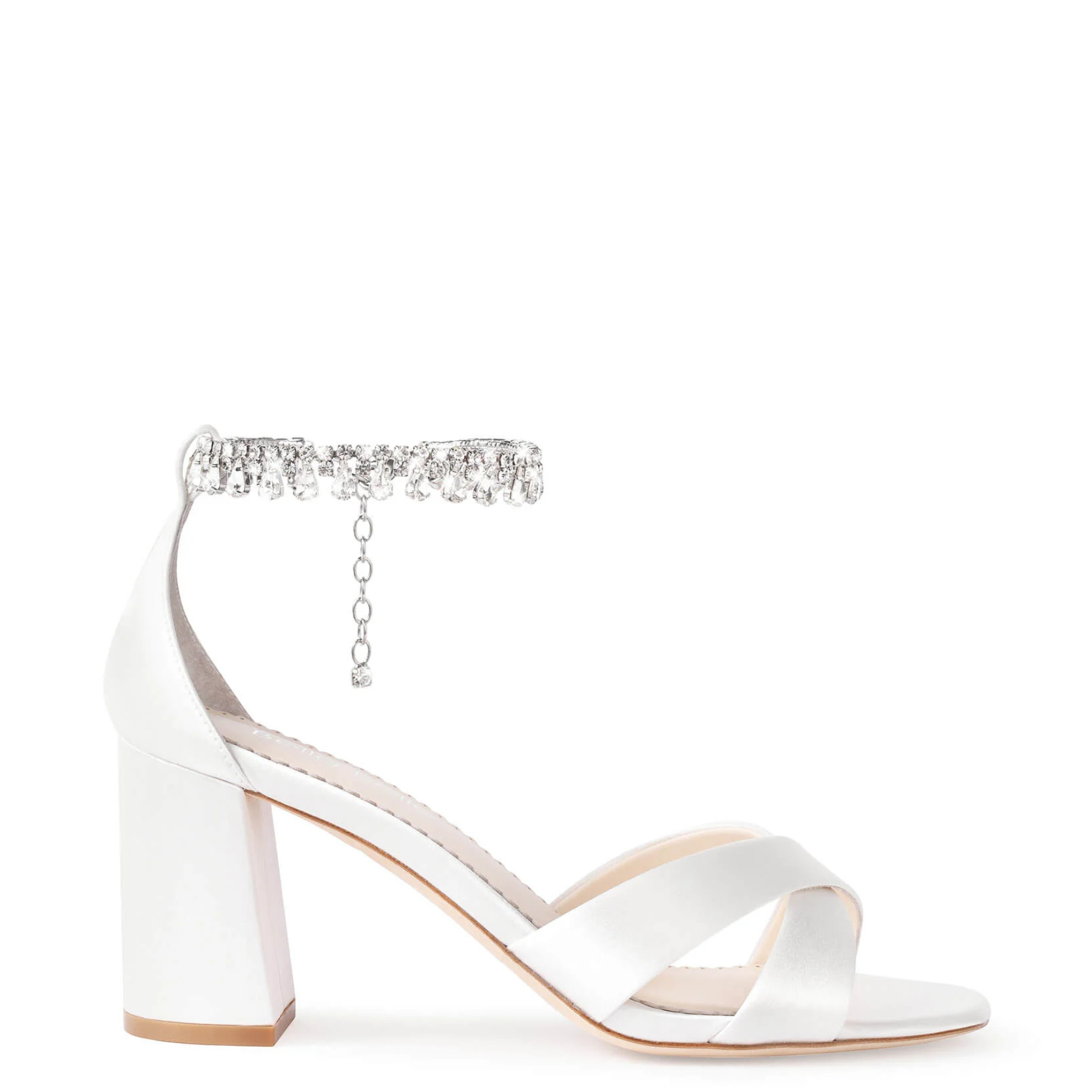 Buy Marion - Crystal Anklet Block Heels - Ivory online | The White Collection Australia
