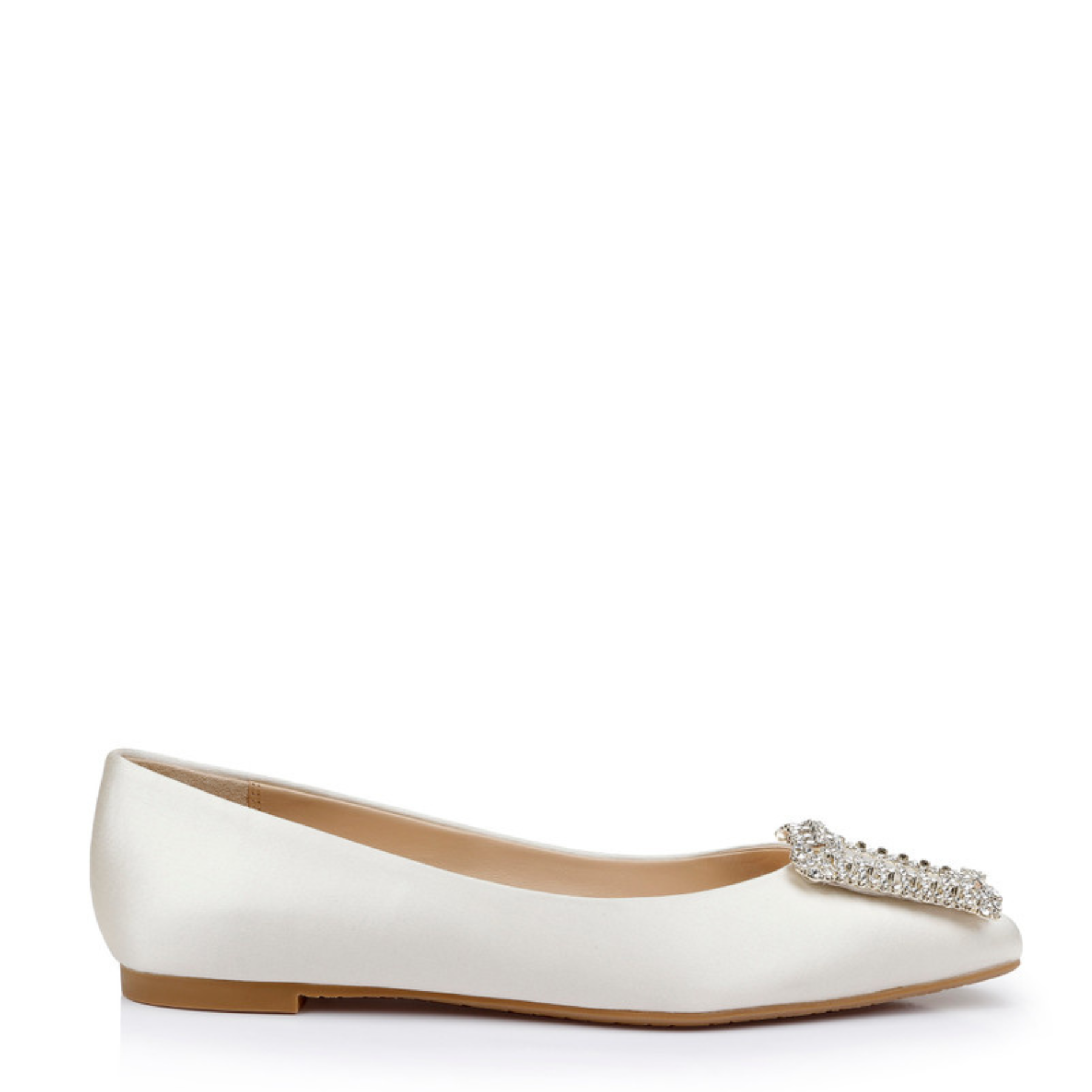 Buy Emerie - Crystal Buckle Flats - Ivory online | The White Collection Australia