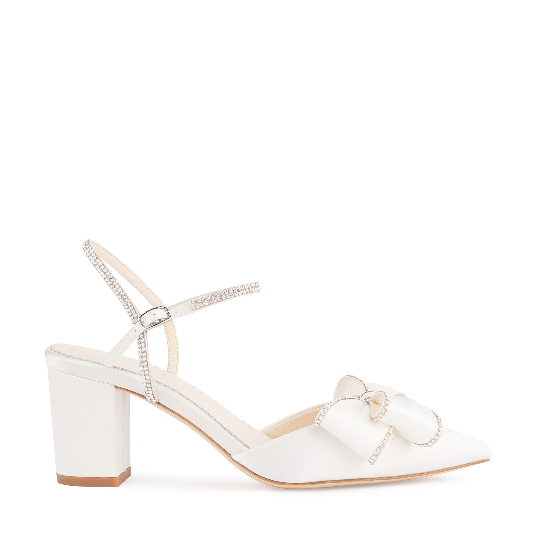 Buy Palmer - Ivory Crystal Edged Wedding Shoes with Bow and Block Heel online | The White Collection Australia