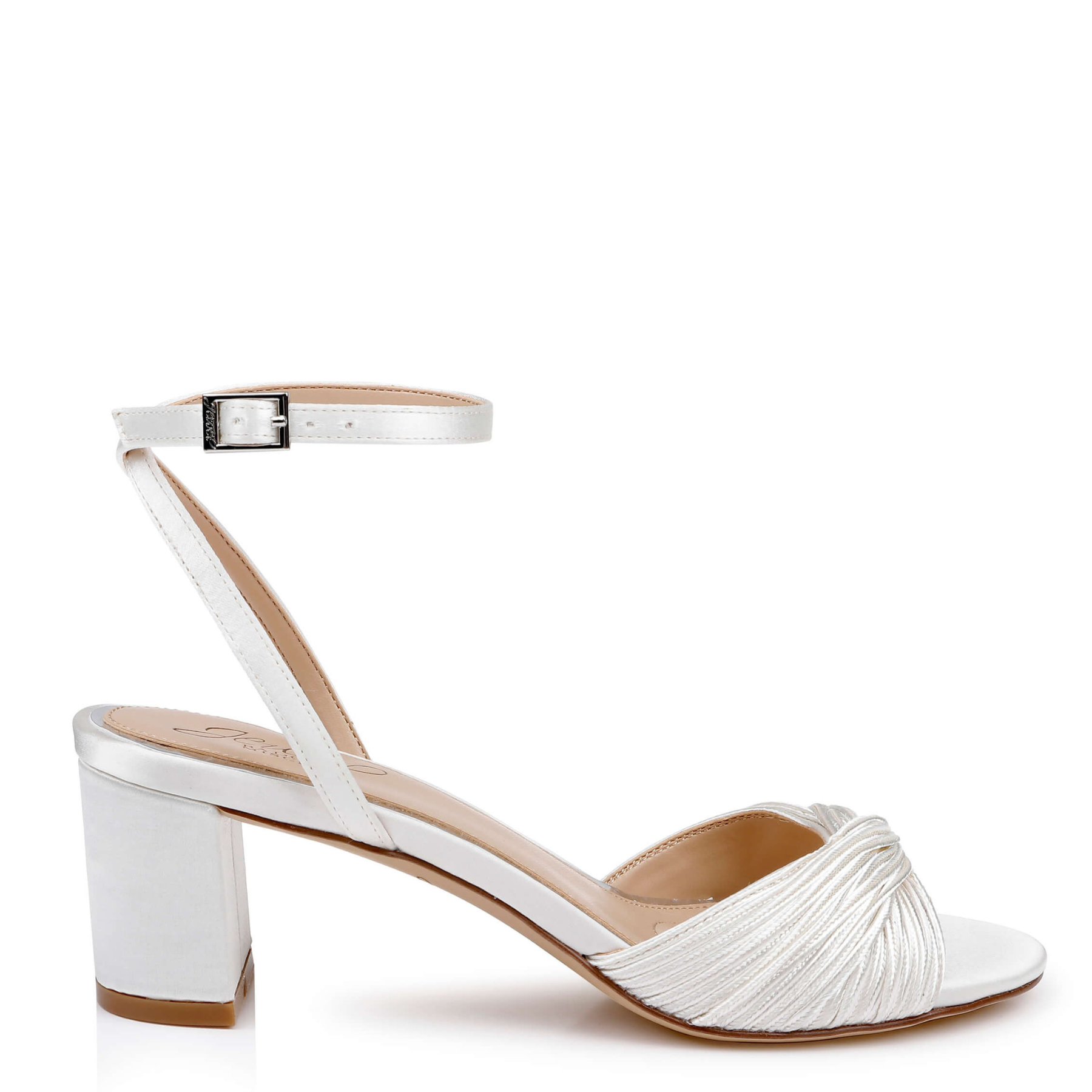 Pretty - Open Toe Strappy Low Block Heel - Ivory