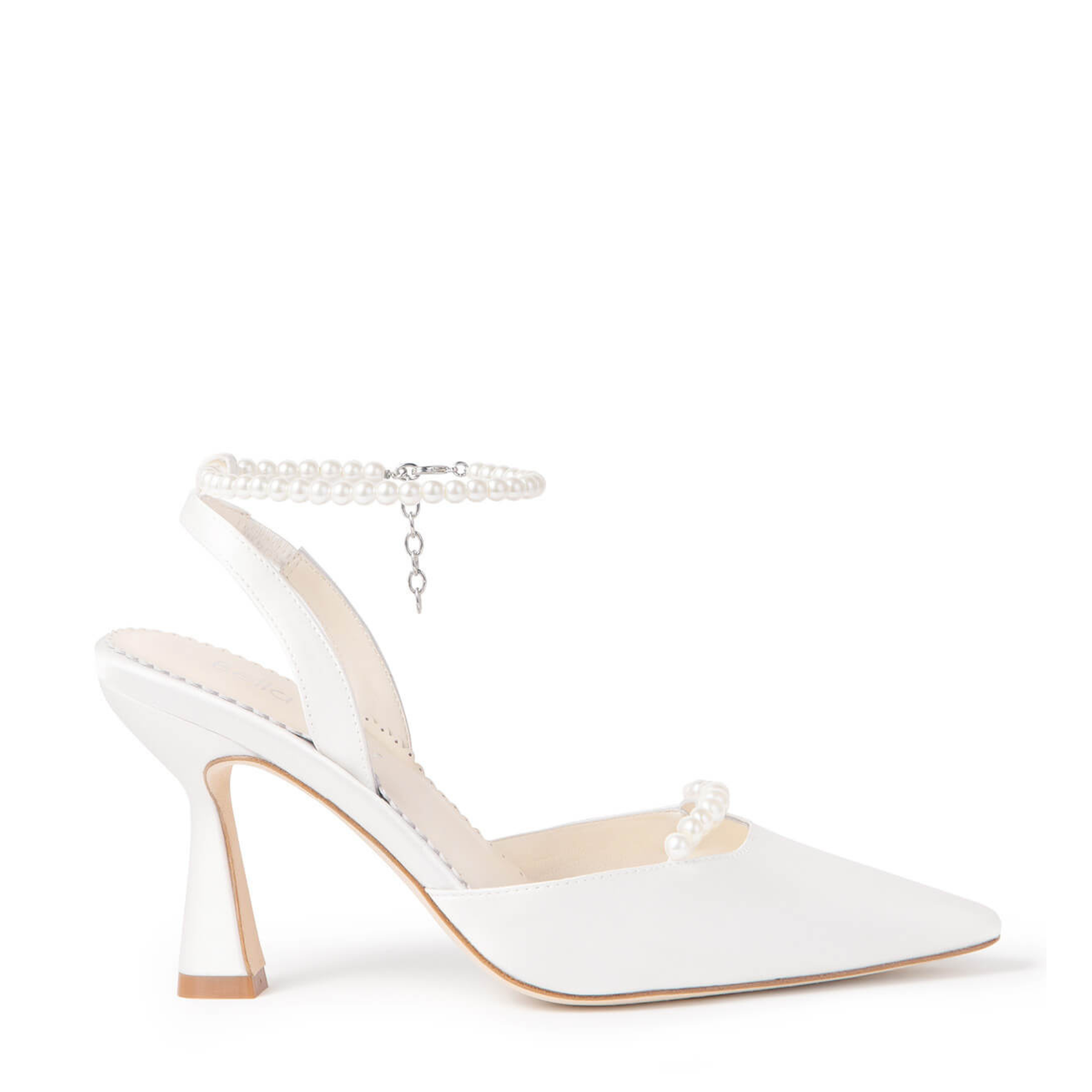 Buy Cecilia - Slingback Pointed Toe Bridal Shoes with Removable Pearl Ankle Strap - Ivory online | The White Collection Australia