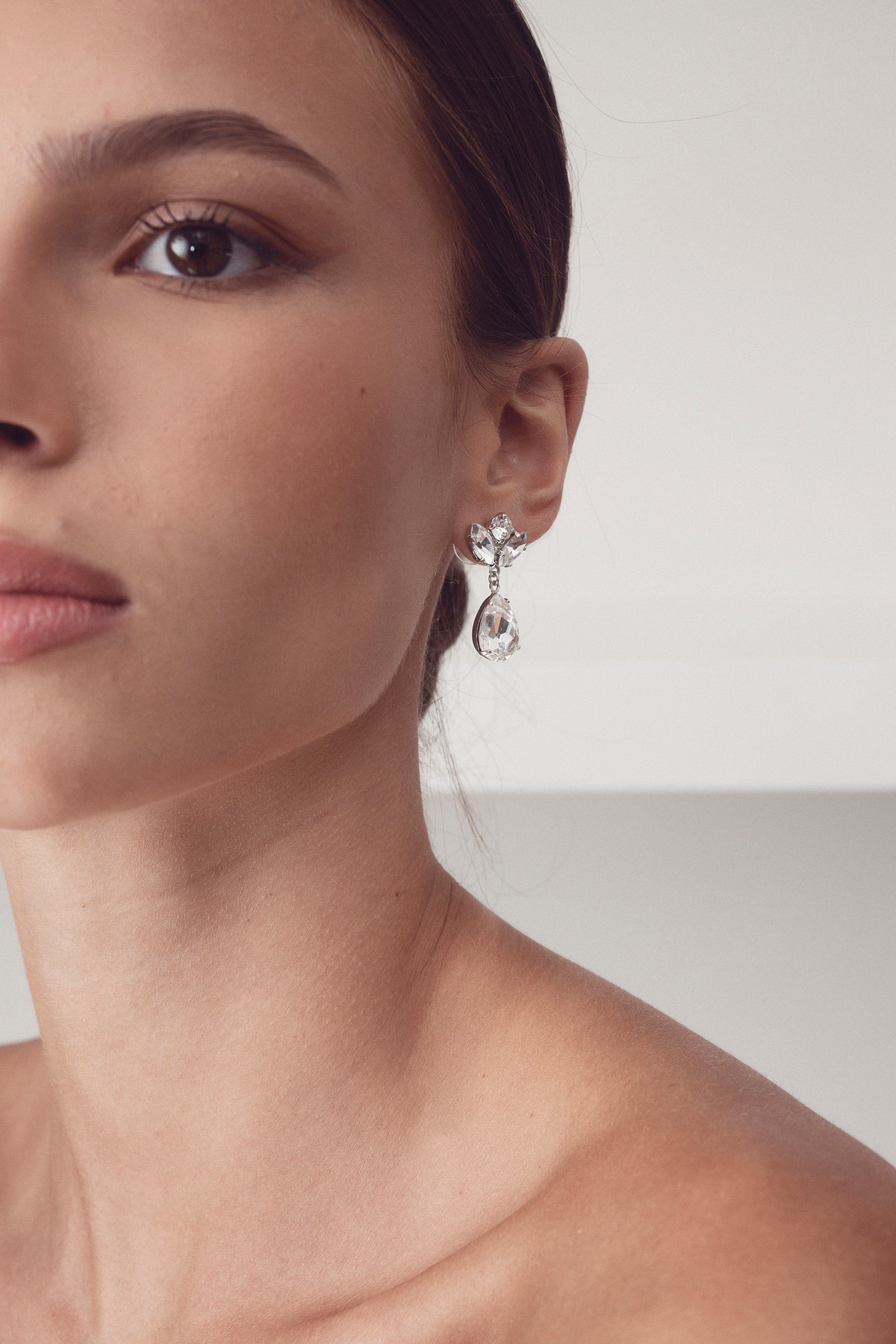Mariah - Small Crystal Bridal Drop Earrings - Gold Plated