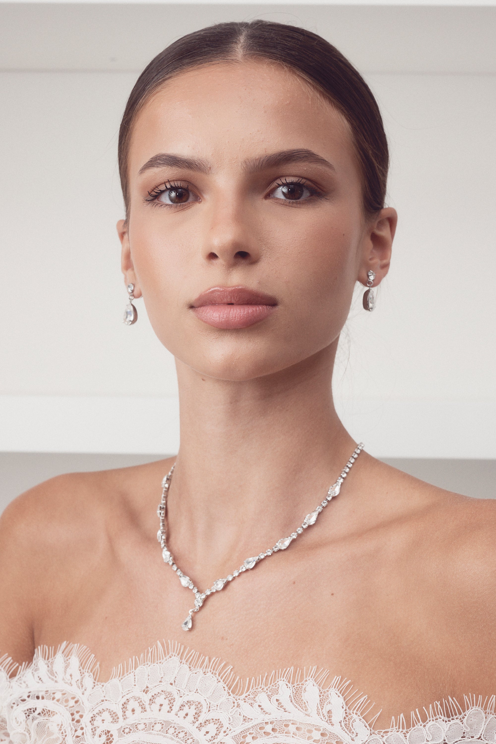Buy Hannah - Swarovski Pear Drop Bridal Earrings online | The White Collection Australia
