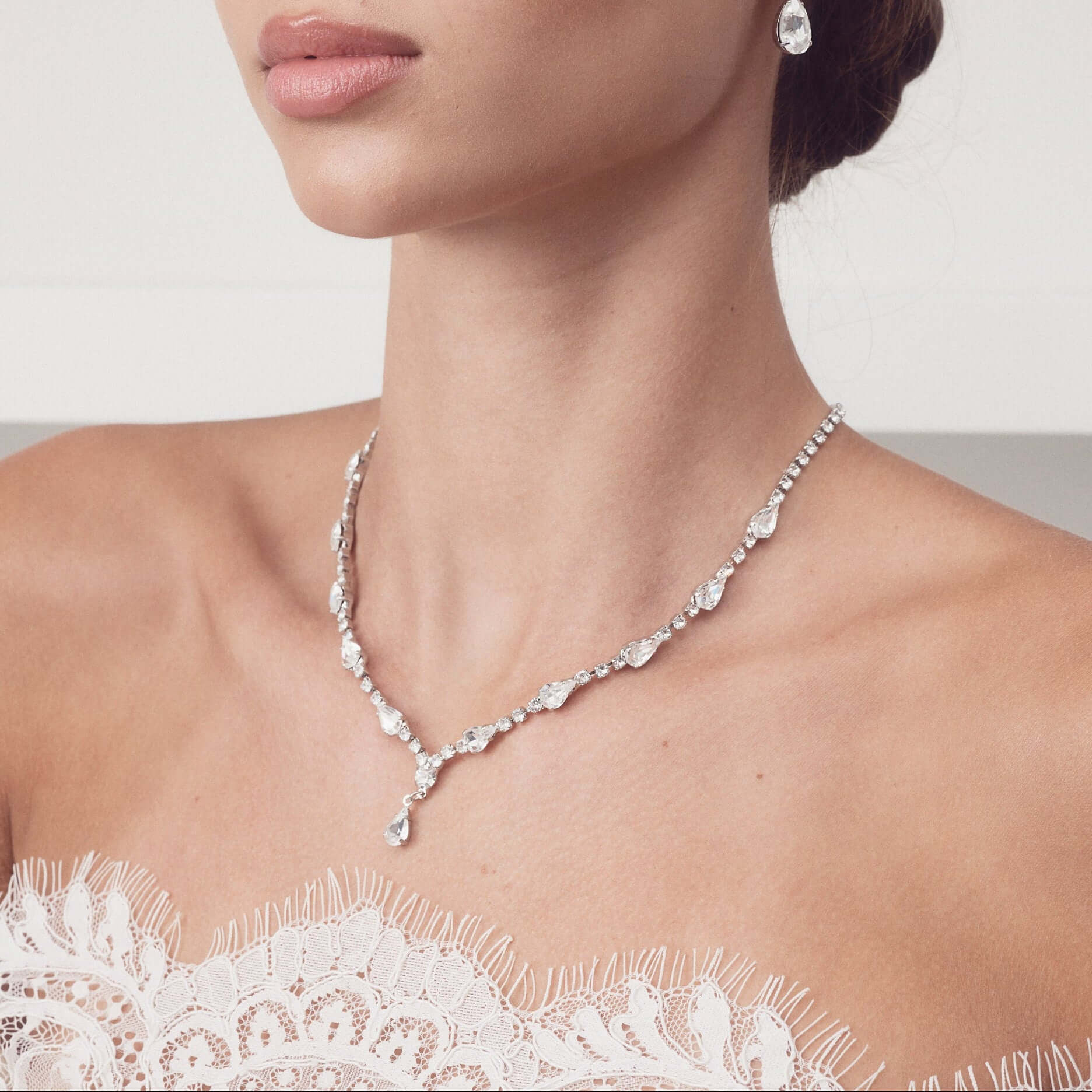 Buy Natasha - Classic Teardrop Crystal Bridal Necklace online | The White Collection Australia